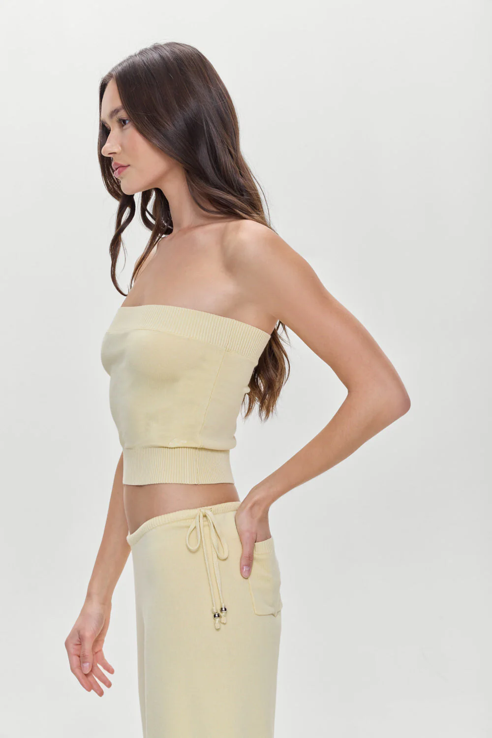 Destiny Knit Strapless Shirt | Buttercup - Image 5