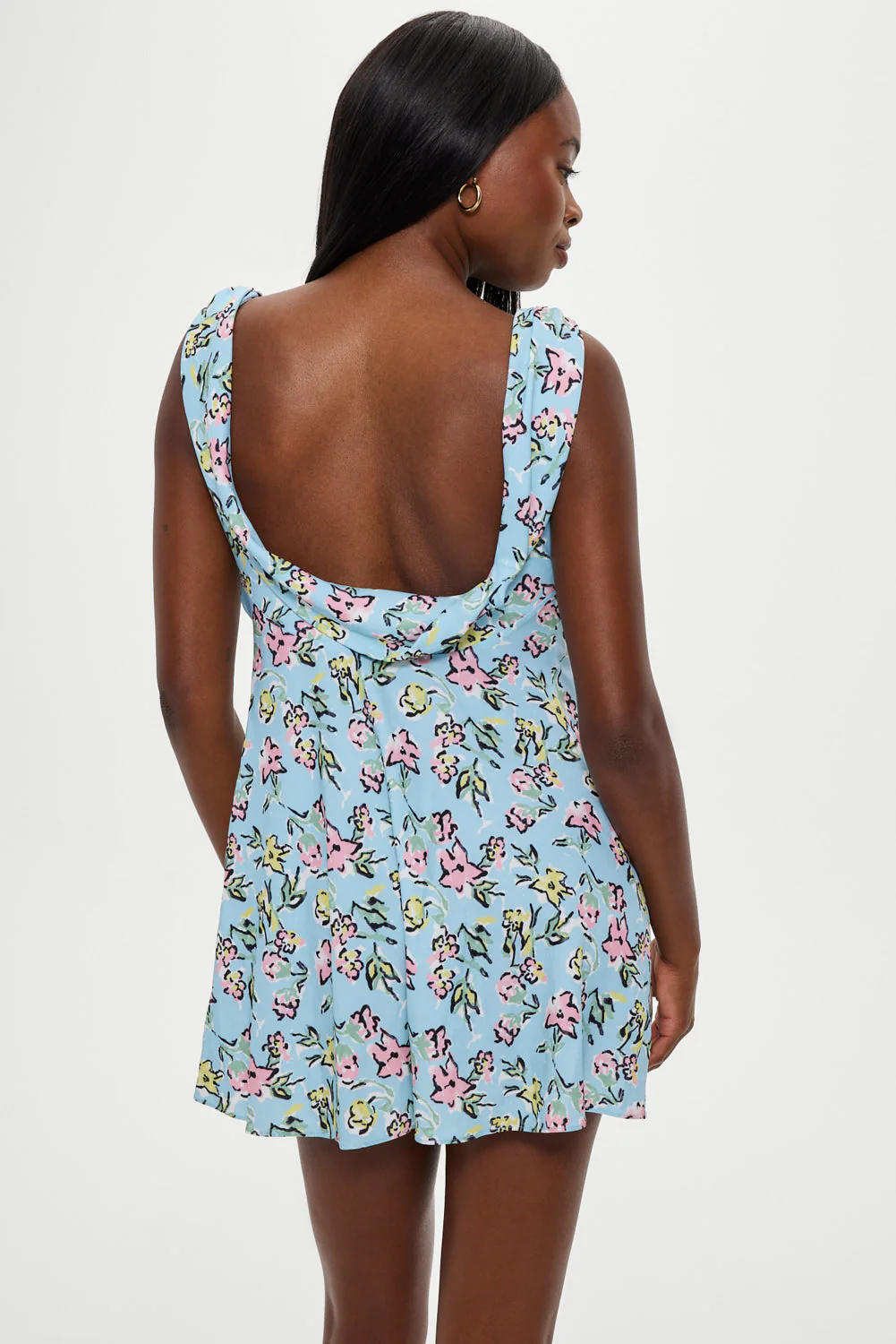 Emilia Satin Floral Mini Dress | Pastel Peony - Image 4