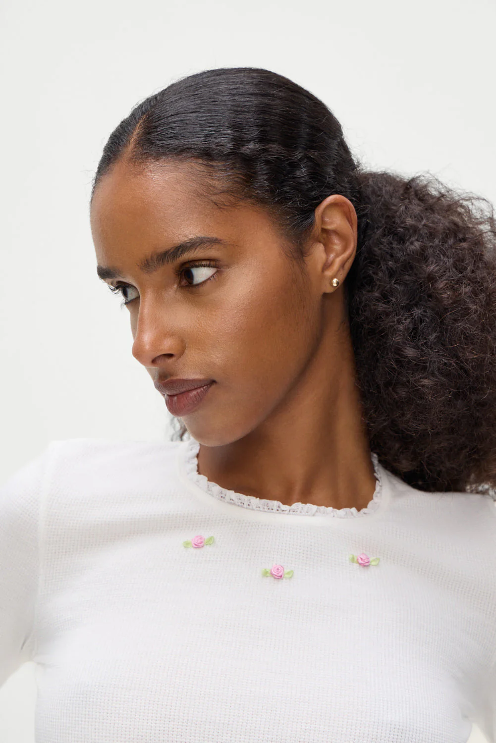 Eve Waffle Long Sleeve Shirt | White - Image 6