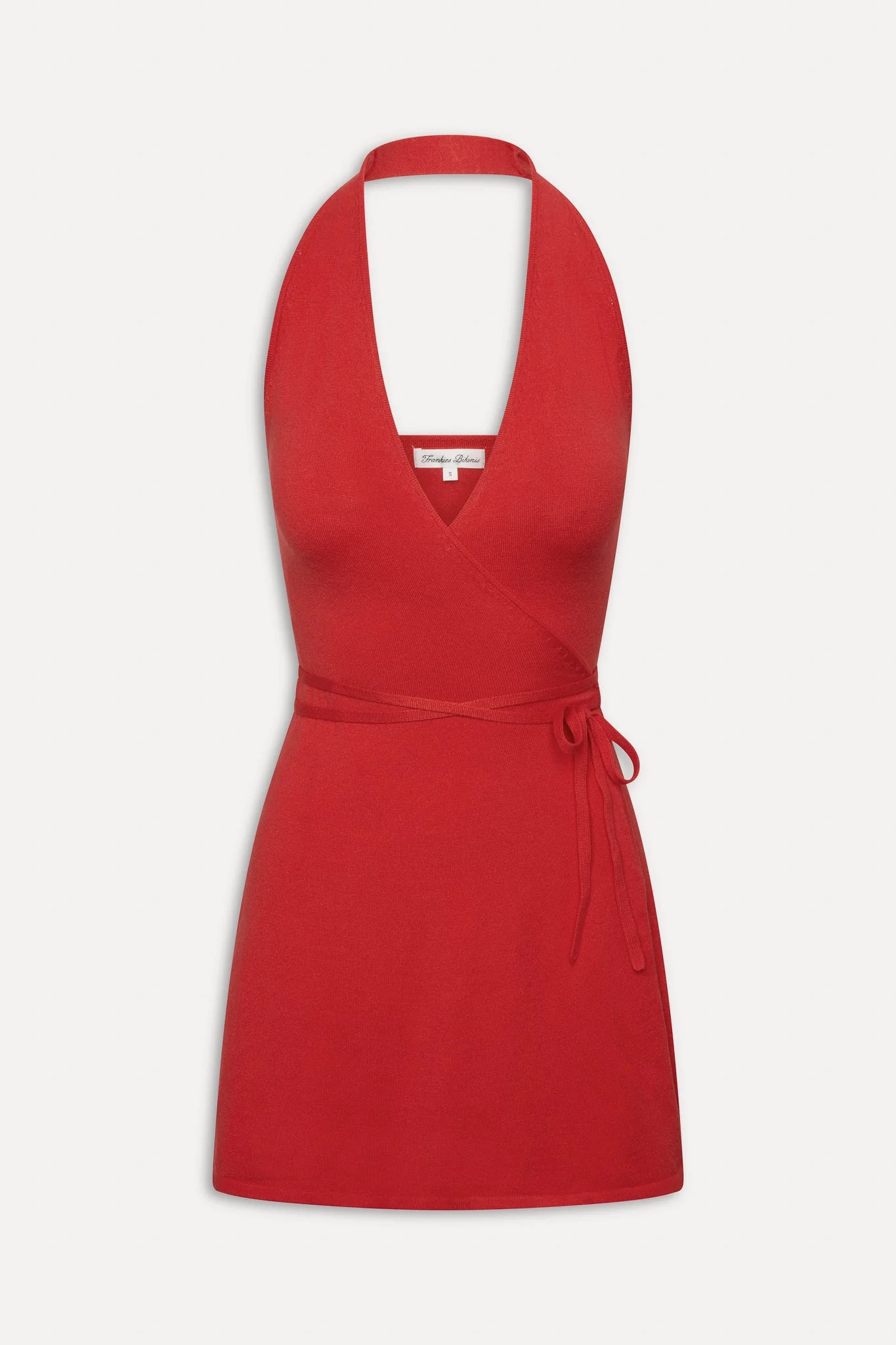 Evening Halter Wrap Mini Dress | Cherry - Image 3
