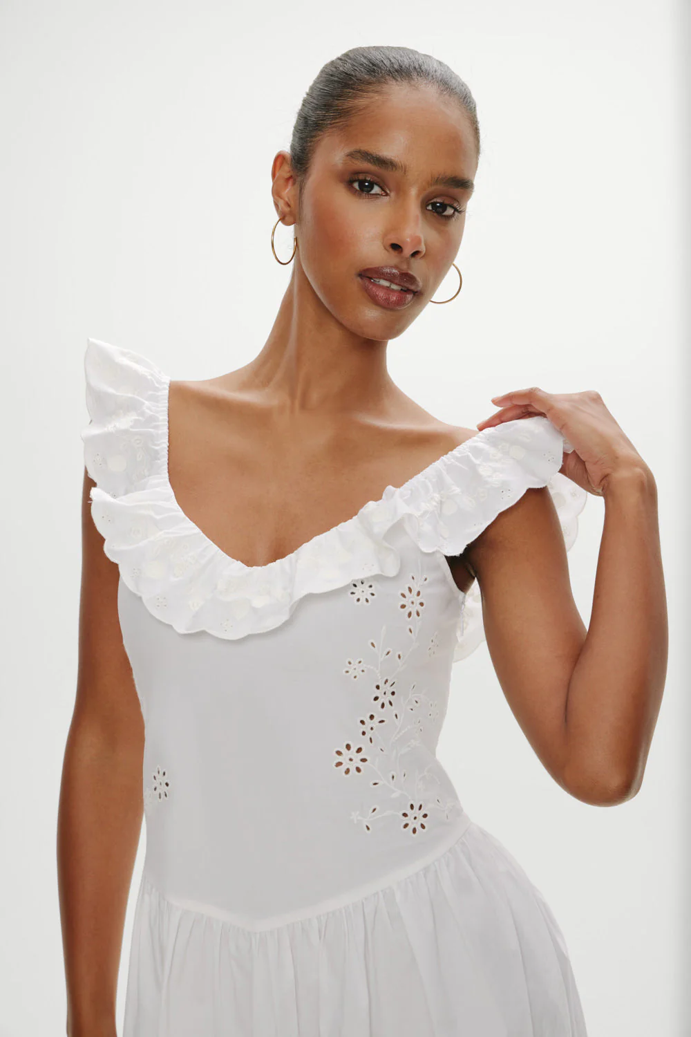 Georgia Cotton Embroidered Midi Dress | Angel's Meadow - Image 2