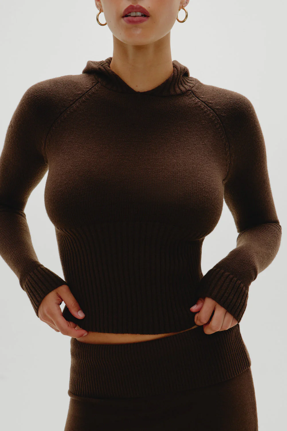 Hazel Knit Hoodie | Chocolate Brown - Image 2