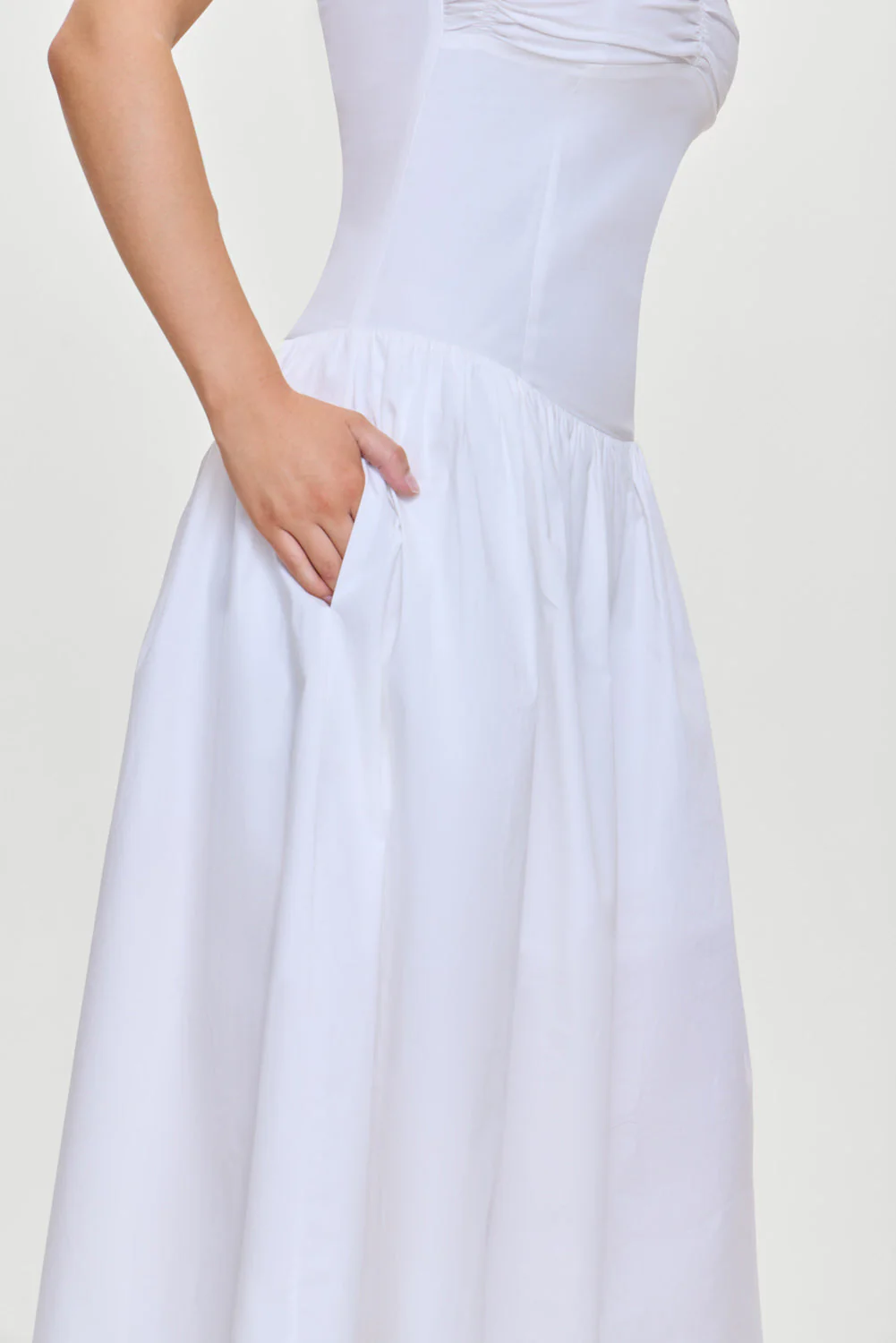 Horizon Strapless Collared Midi Dress | White - Image 4