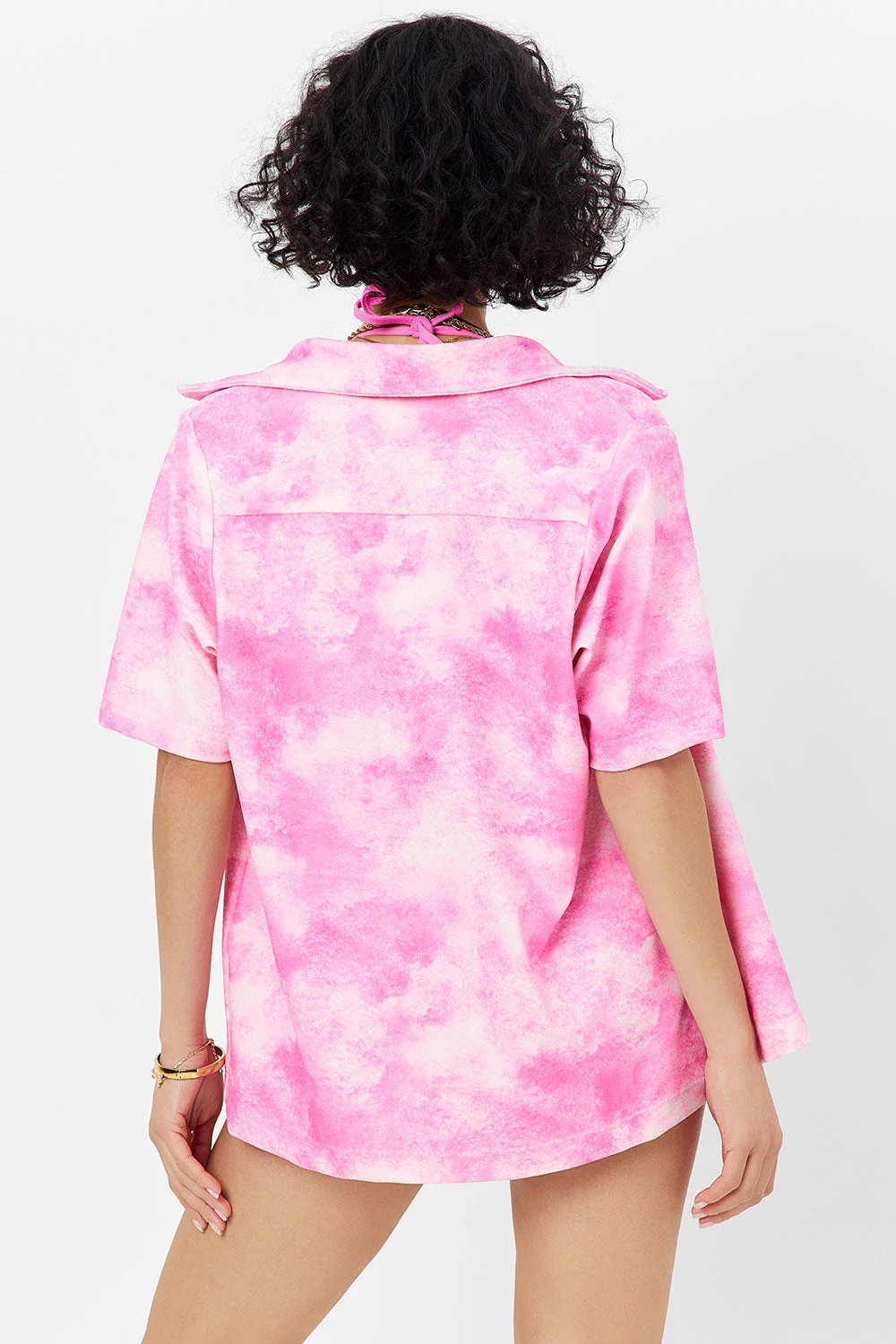 Hunter Terry Button Up Shirt | Distorted Pink Dye - Image 3
