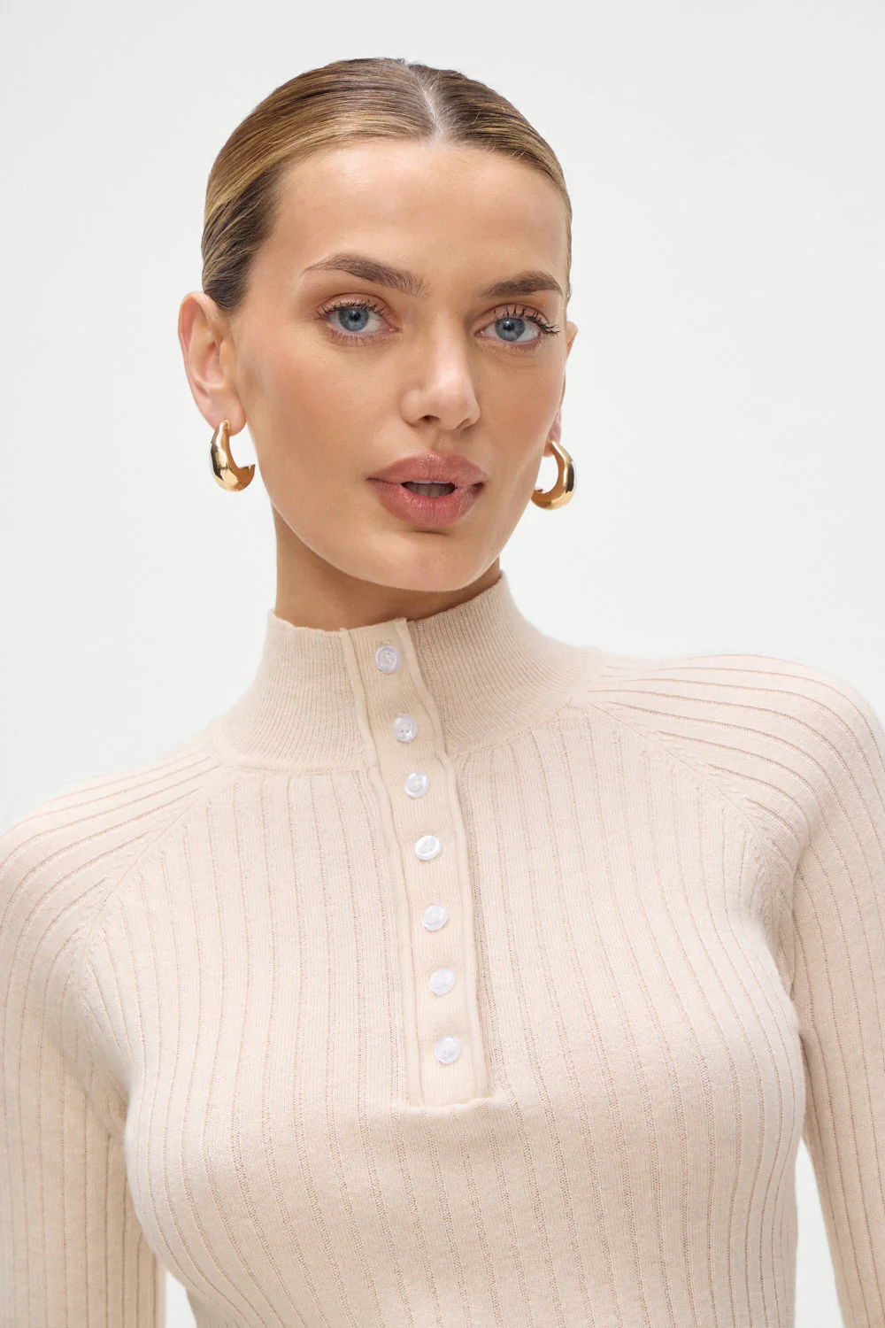 Isla Long  Sleeve Mini Dress | Cream - Image 6