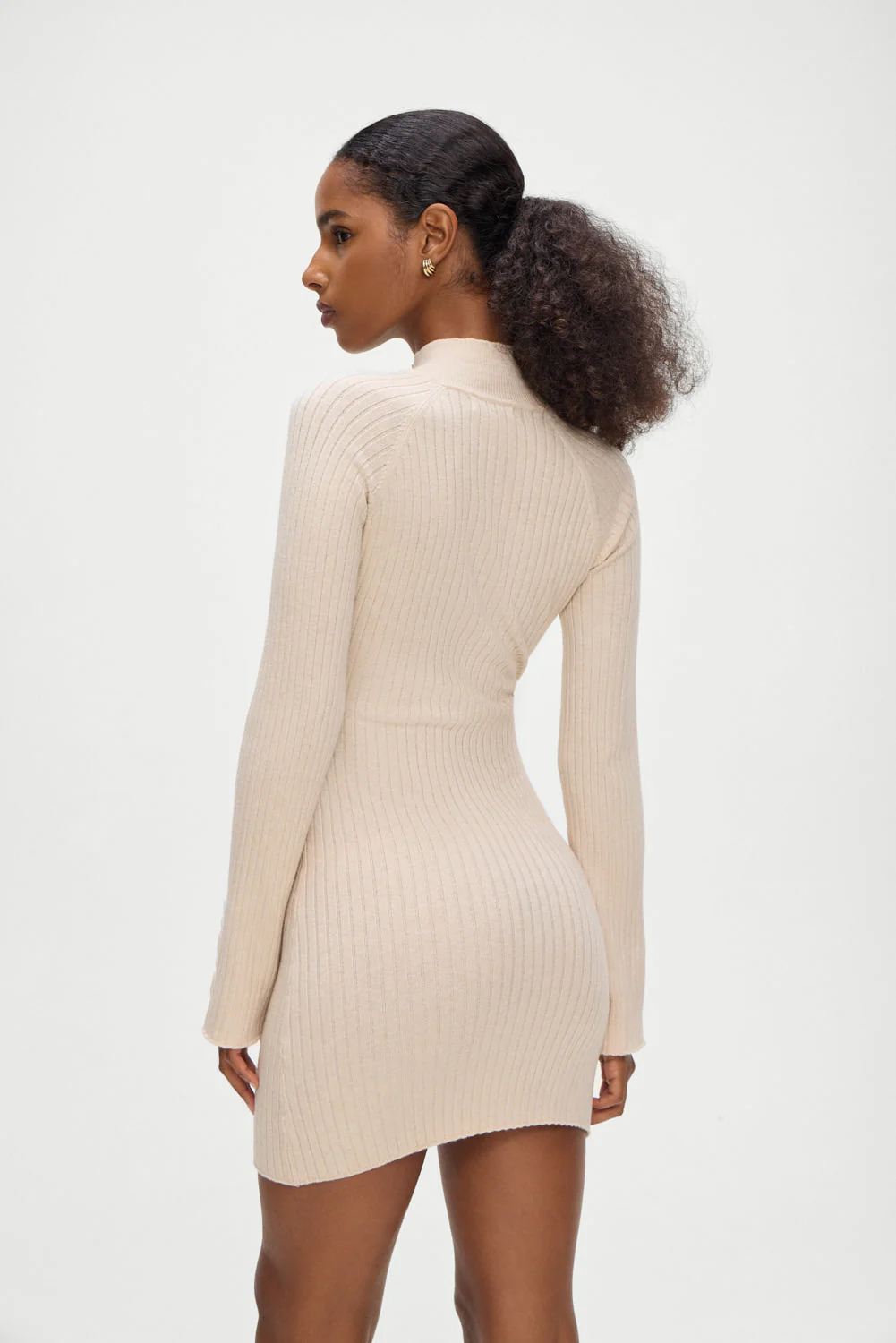 Isla Long  Sleeve Mini Dress | Cream - Image 8