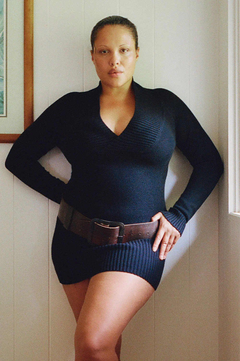 Jade Long Sleeve Knit Mini Dress | Black - Image 6