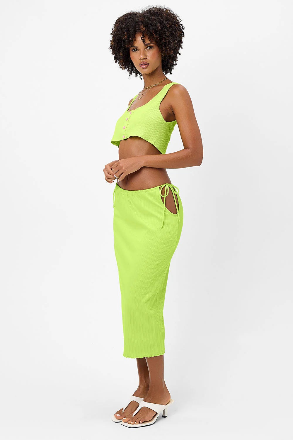 Jenny Plisse Midi Skirt | Kiwi - Image 2