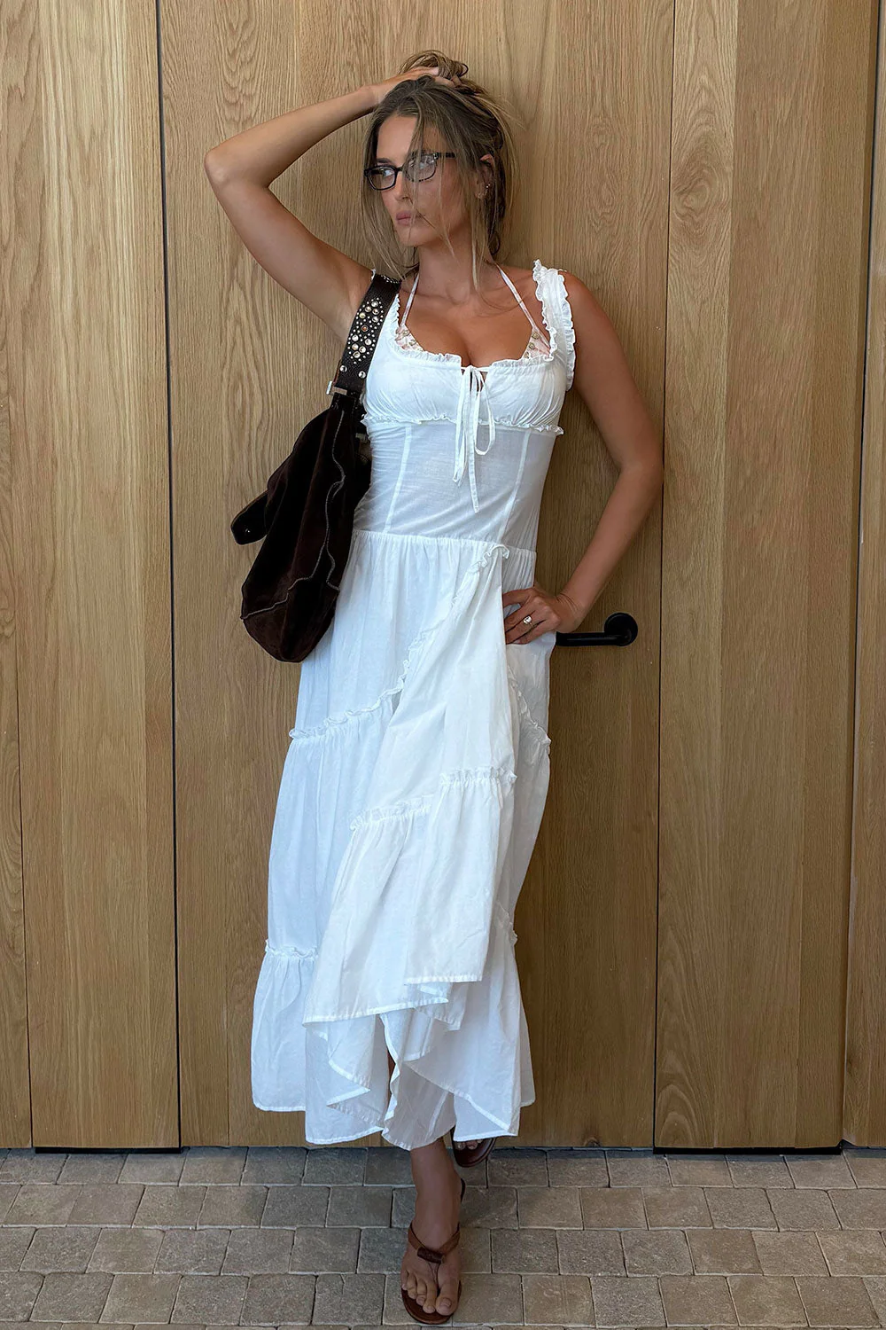 Keepsake Cotton Ruffle Maxi Dress | Daisy White - Image 2