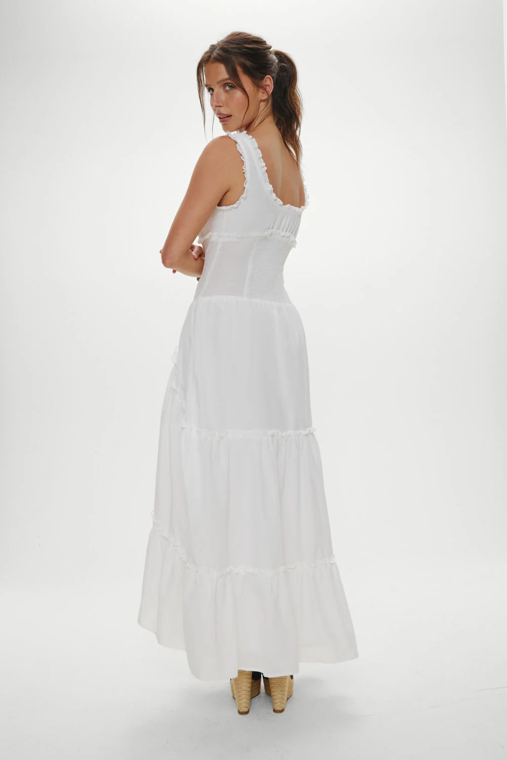 Keepsake Cotton Ruffle Maxi Dress | Daisy White - Image 4