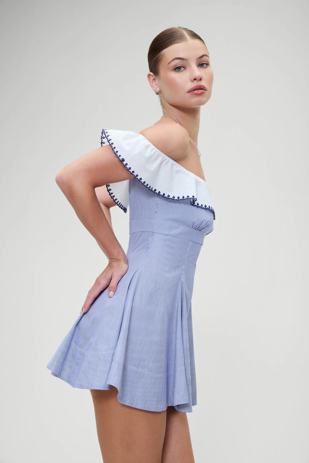 Lilah Striped Mini Dress | Midnight Stripe - Image 4
