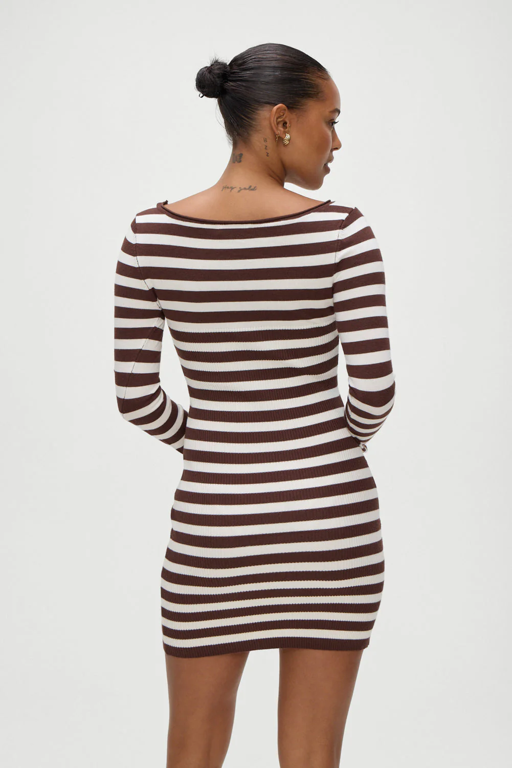 Luca Knit Mini Dress | Brown Sugar Stripe - Image 2