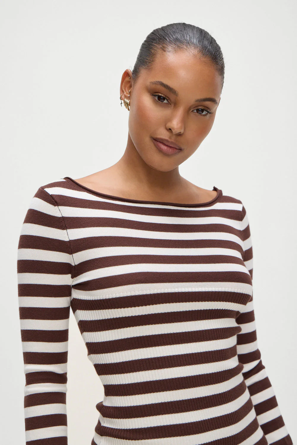 Luca Knit Mini Dress | Brown Sugar Stripe - Image 3