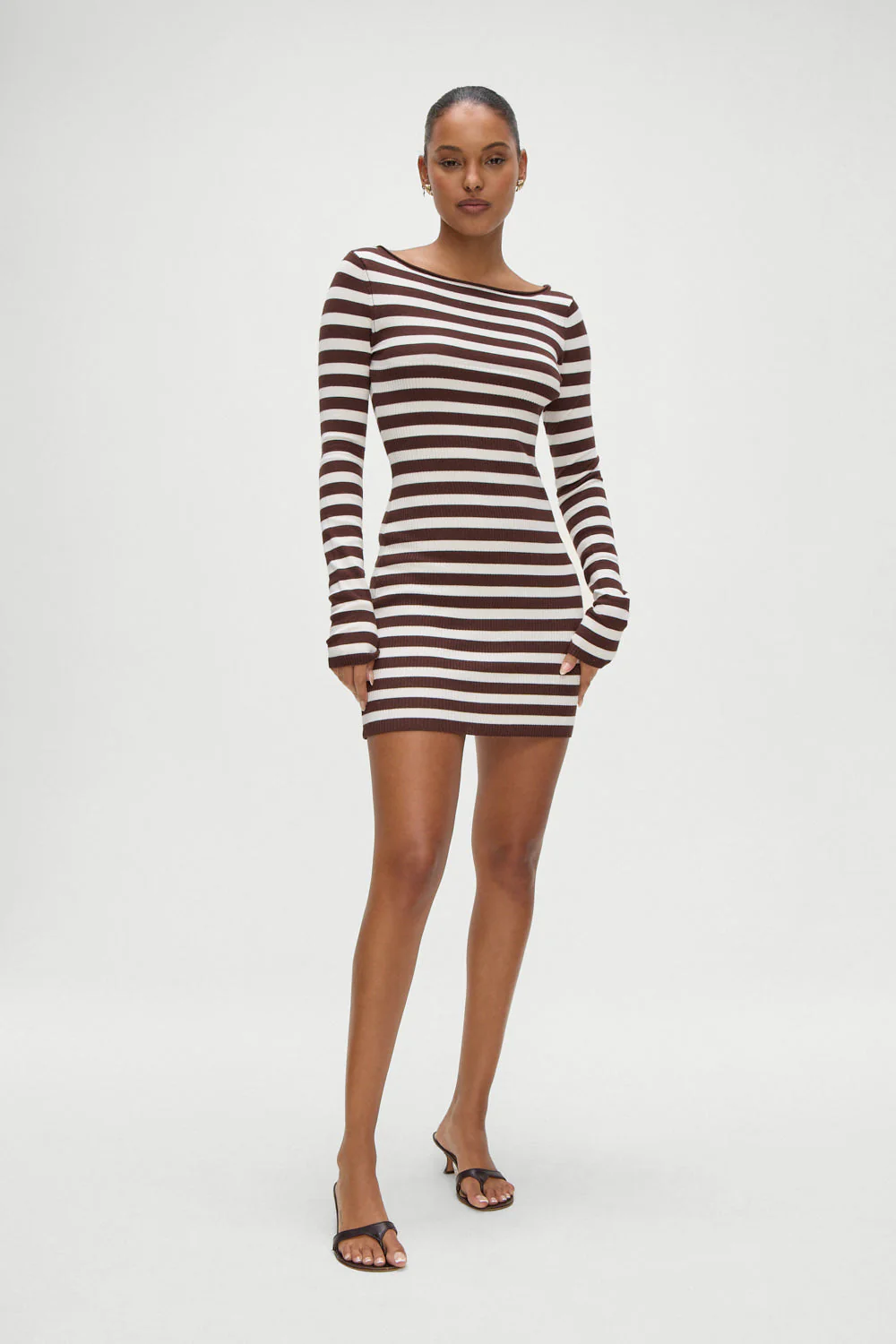 Luca Knit Mini Dress | Brown Sugar Stripe - Image 5
