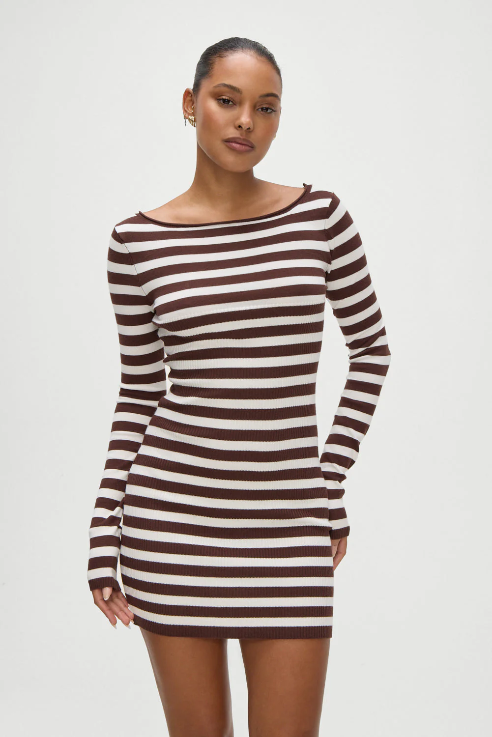 Luca Knit Mini Dress | Brown Sugar Stripe - Image 6
