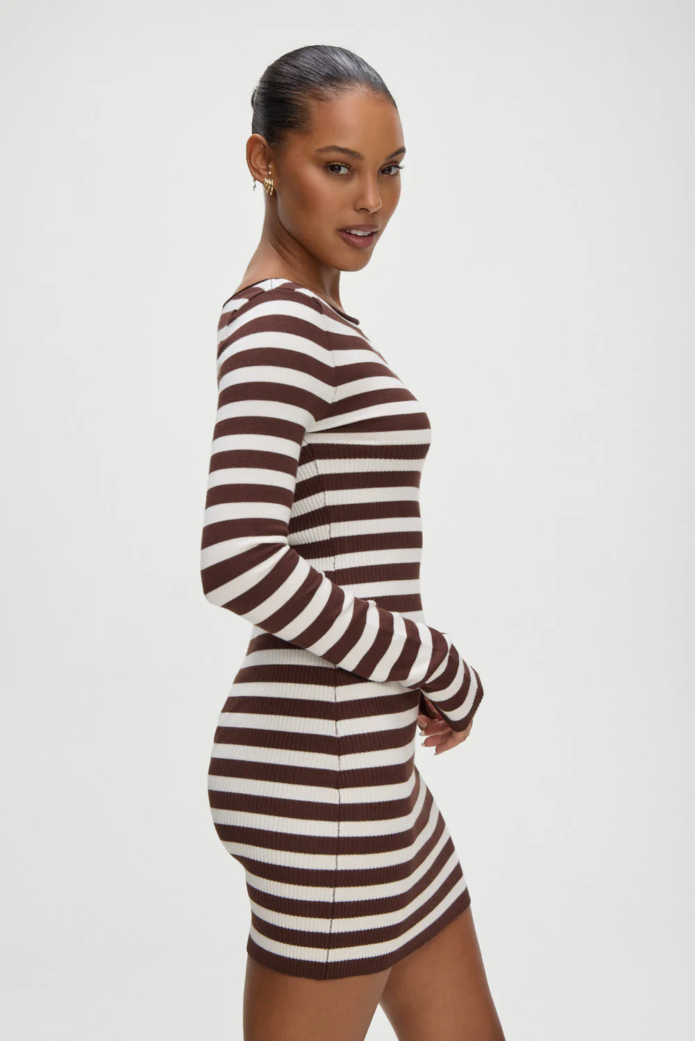 Luca Knit Mini Dress | Brown Sugar Stripe - Image 8