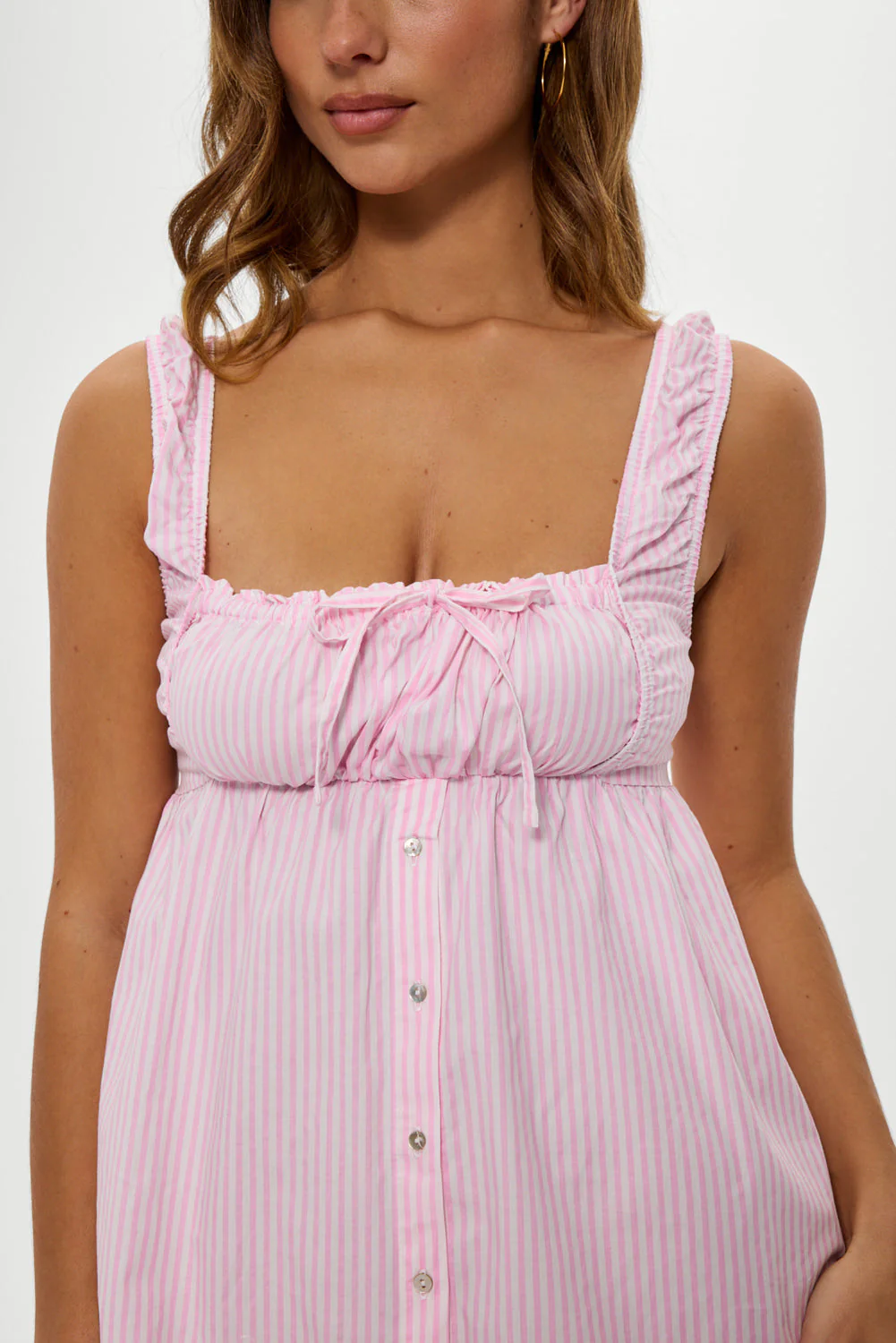 Marilyn Babydoll Dress | Pink Stripe - Image 6