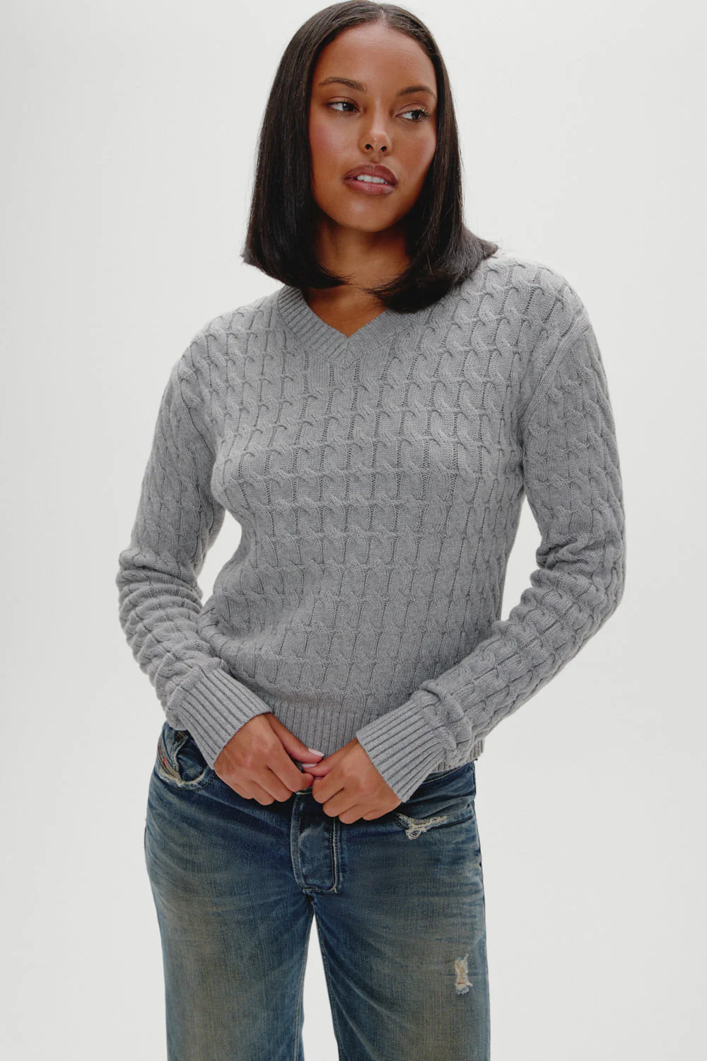 Prince Cable Knit Sweater | Cloud Cover - Image 5