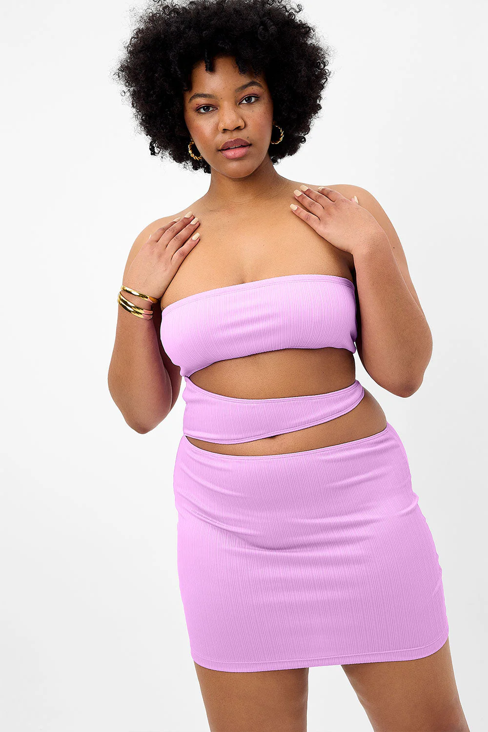 Richie Plisse Strapless Dress | Wisteria - Image 3