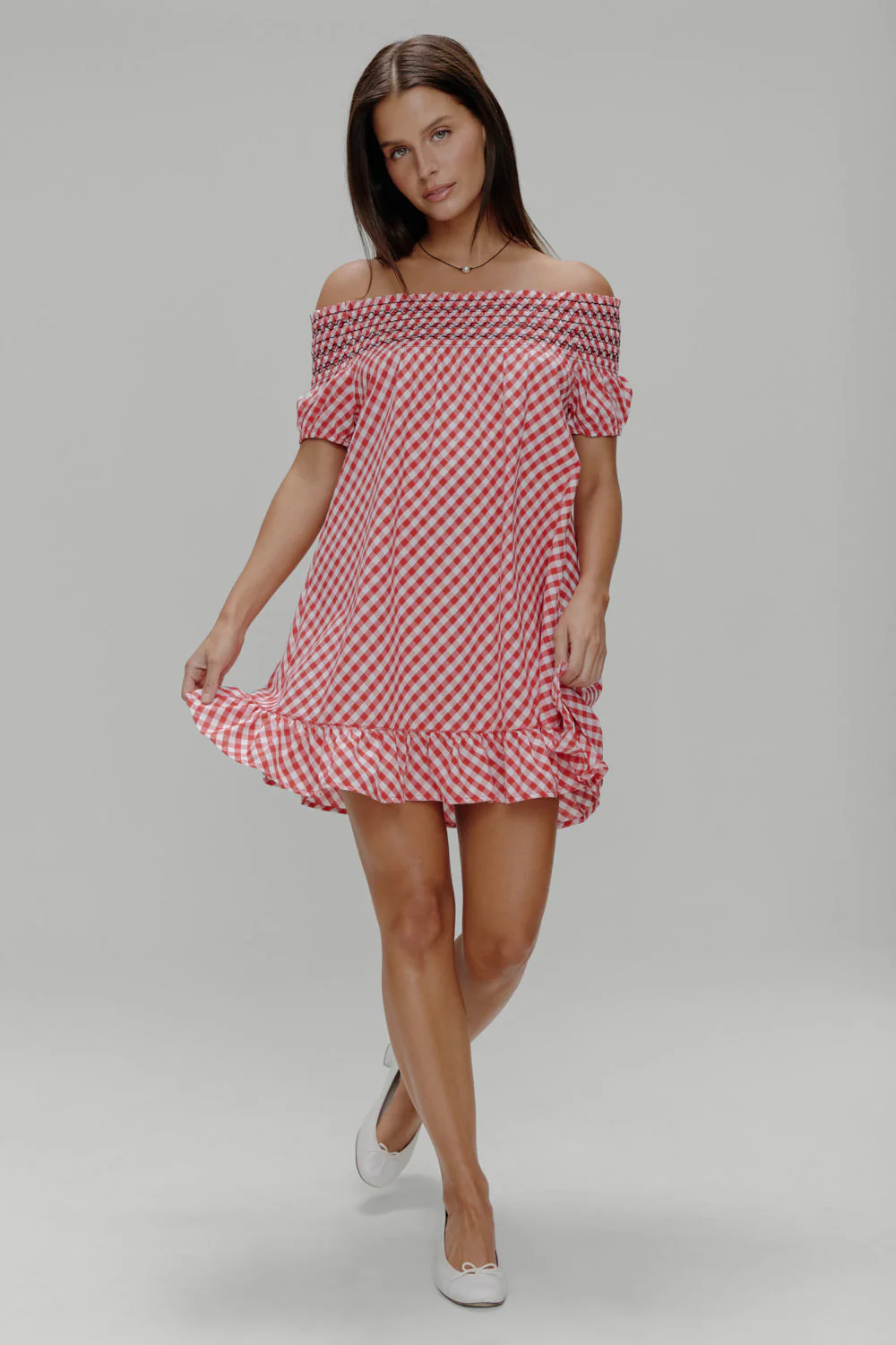Ruby Gingham Babydoll Dress | Cherry Picnic - Image 2
