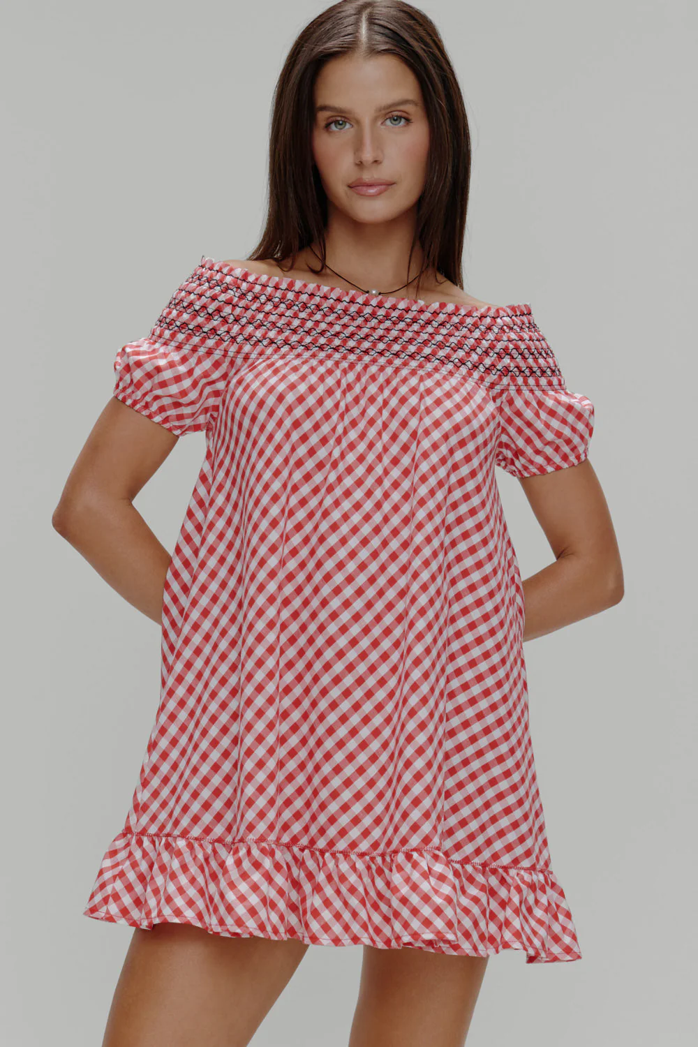 Ruby Gingham Babydoll Dress | Cherry Picnic - Image 6