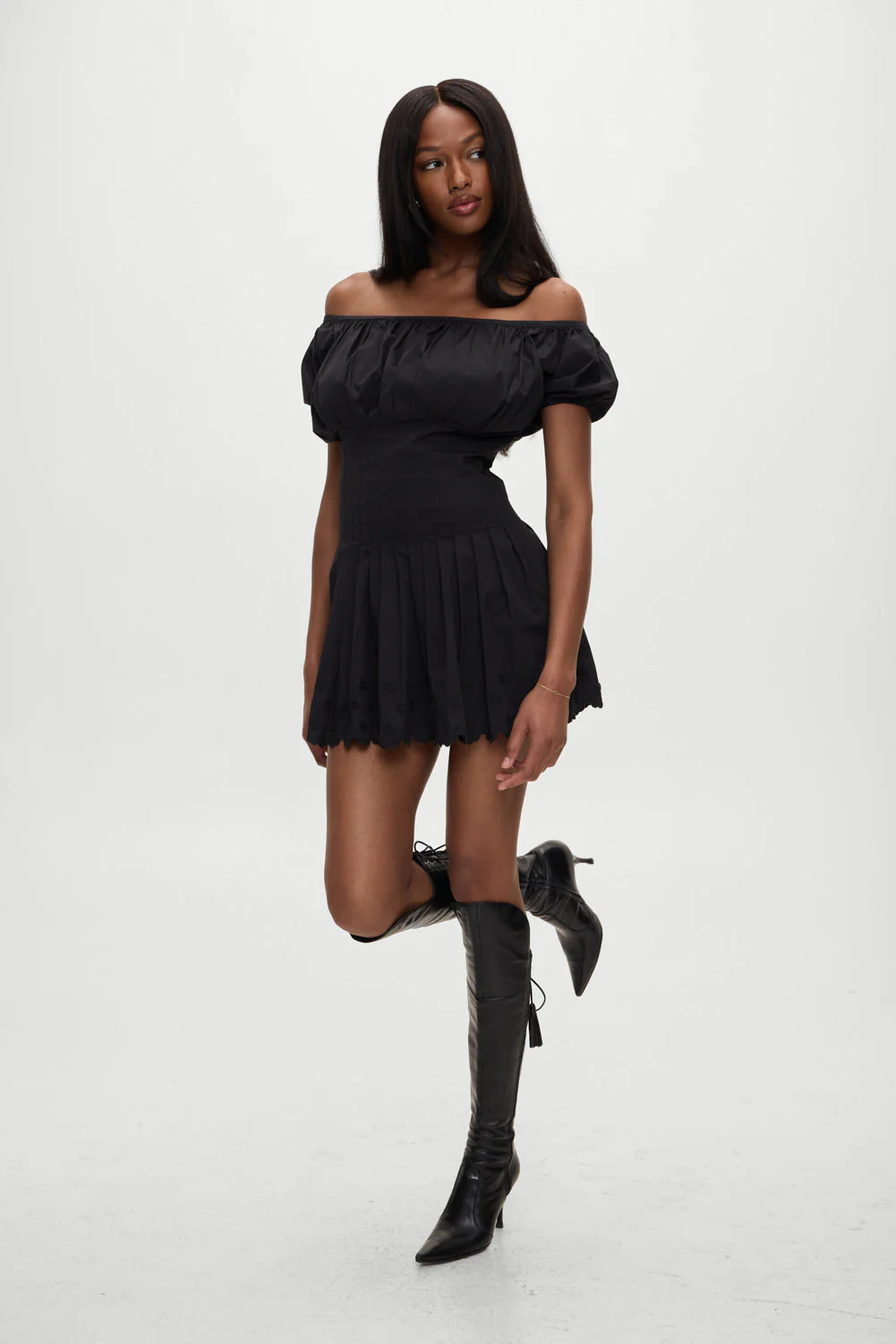 Sadie Embroidered Mini Dress | Black - Image 6