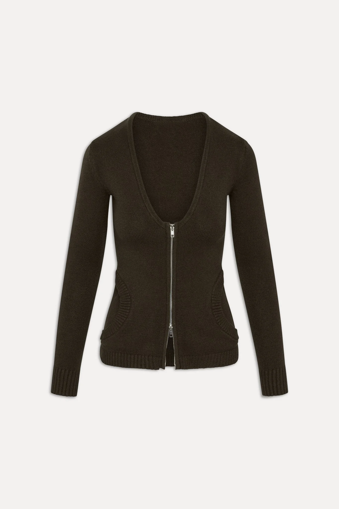 Sienna Zip Up Knit Sweater | Chocolate Brown - Image 3