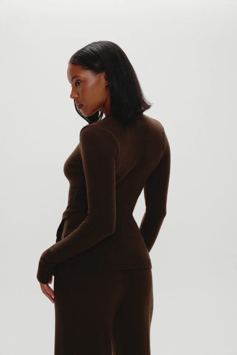 Sienna Zip Up Knit Sweater | Chocolate Brown - Image 5