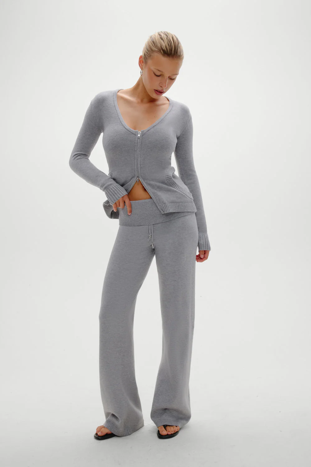 Sienna Zip Up Knit Sweater | Cloud Cover - Image 6