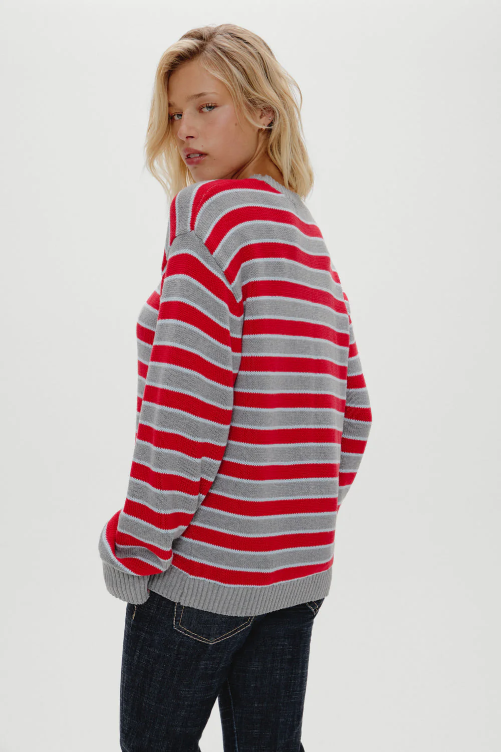Sloane Oversized Knit Sweater | Cloud Cover Stripe - Image 4