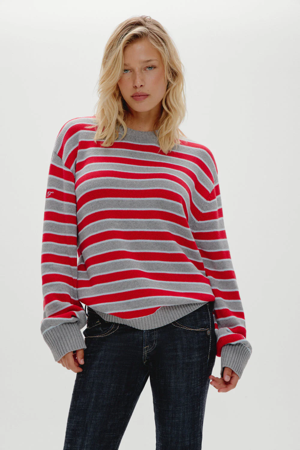 Sloane Oversized Knit Sweater | Cloud Cover Stripe - Image 5