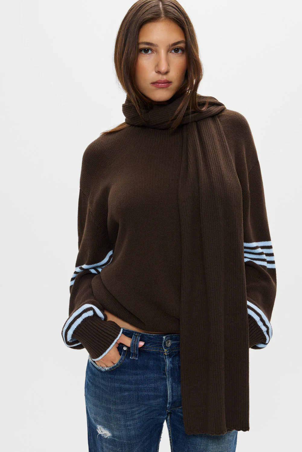 Snug Knit Scarf | Chocolate Brown - Image 6