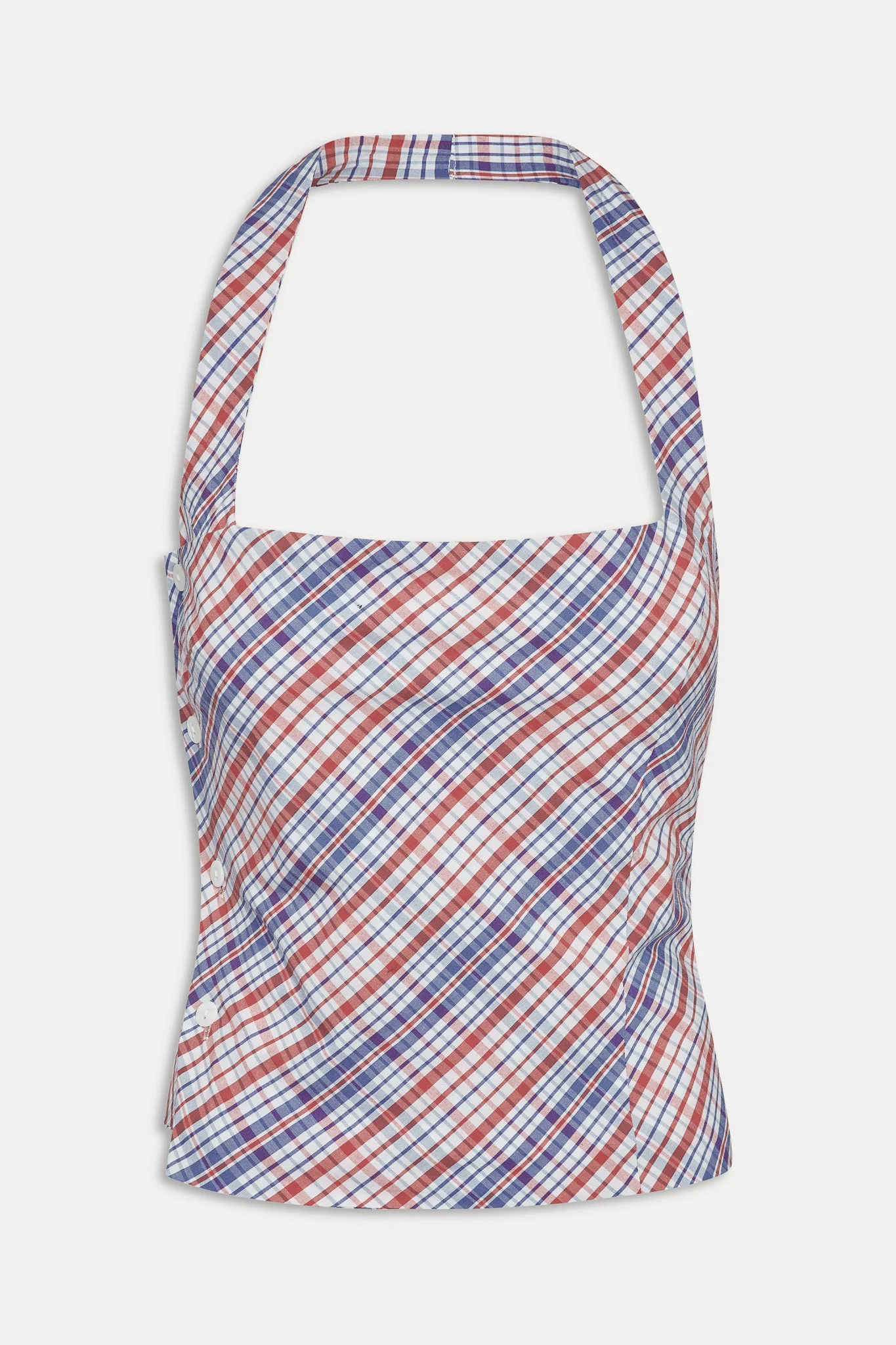 Sterling Cotton Wrap Halter Top | Americana Plaid - Image 3