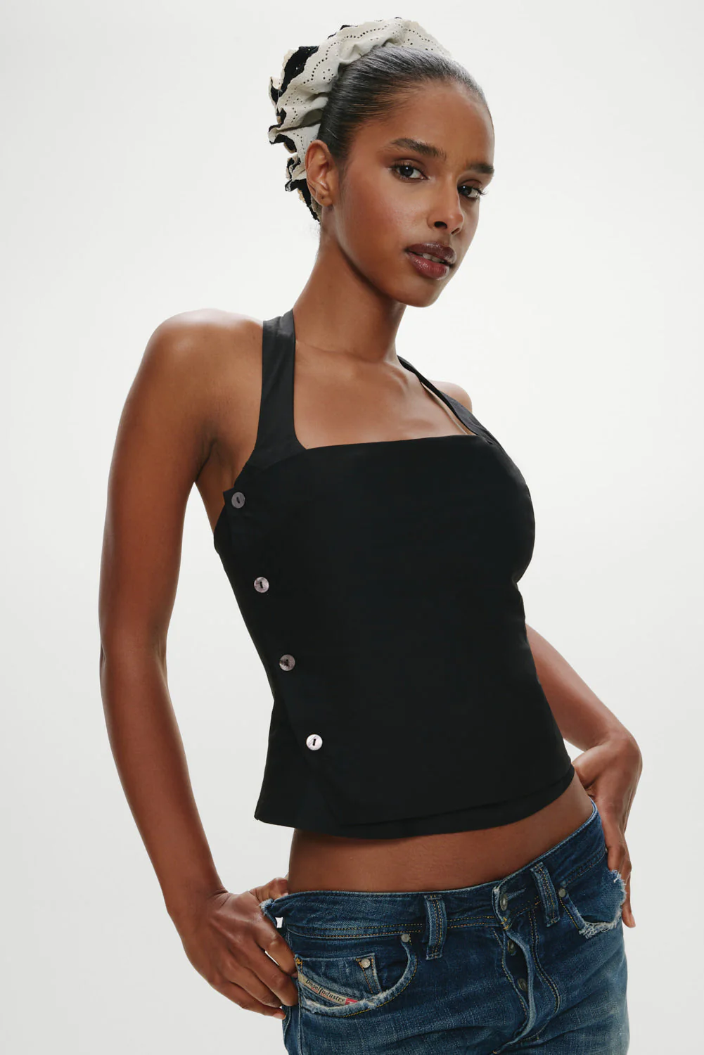 Sterling Cotton Wrap Halter Top | Midnight Serenade - Image 2