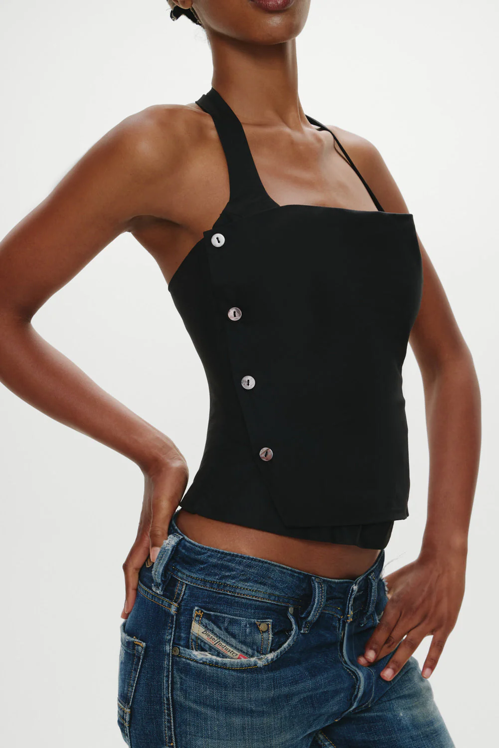 Sterling Cotton Wrap Halter Top | Midnight Serenade - Image 5