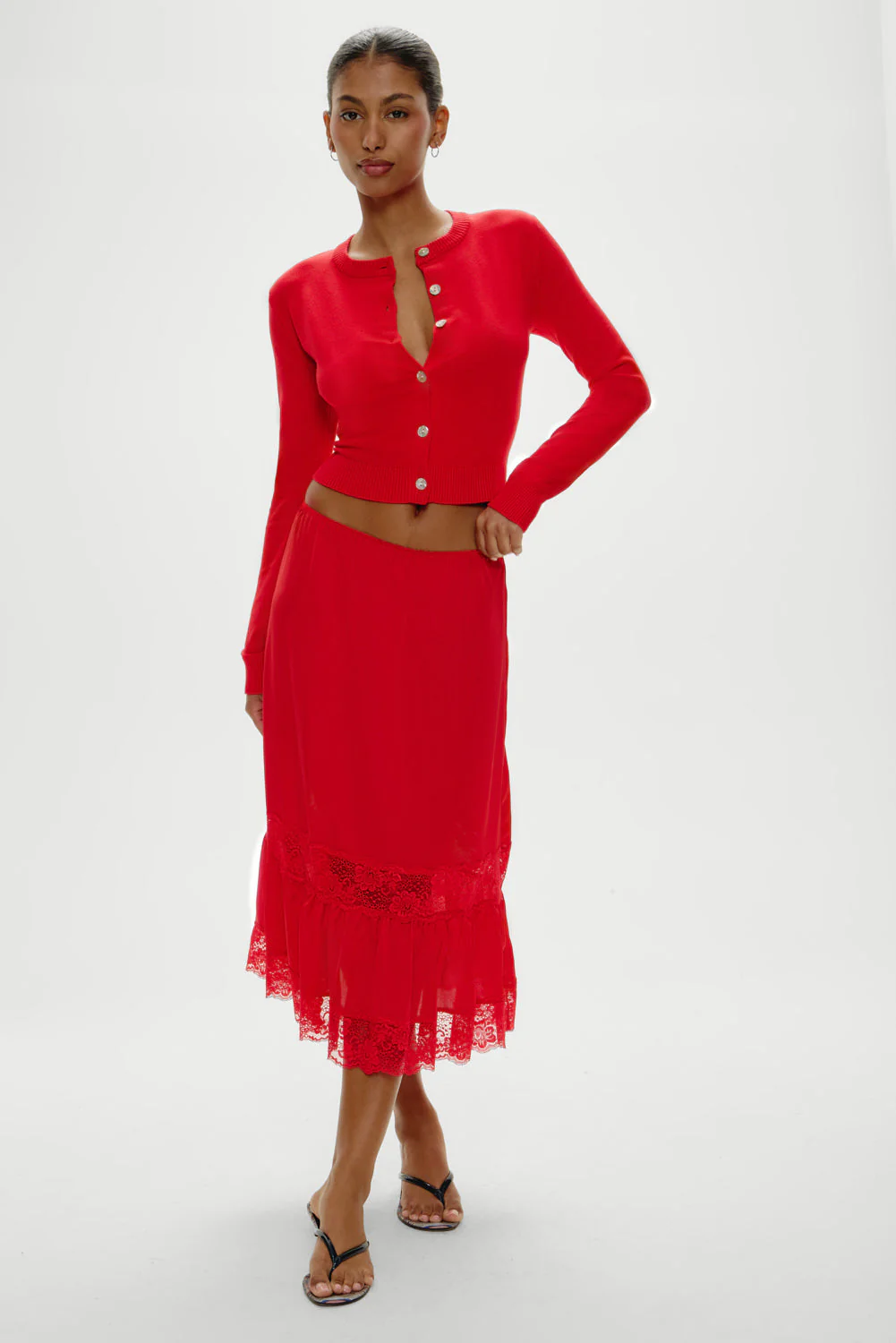 Sundae Cropped Cardigan | Cherry - Image 2