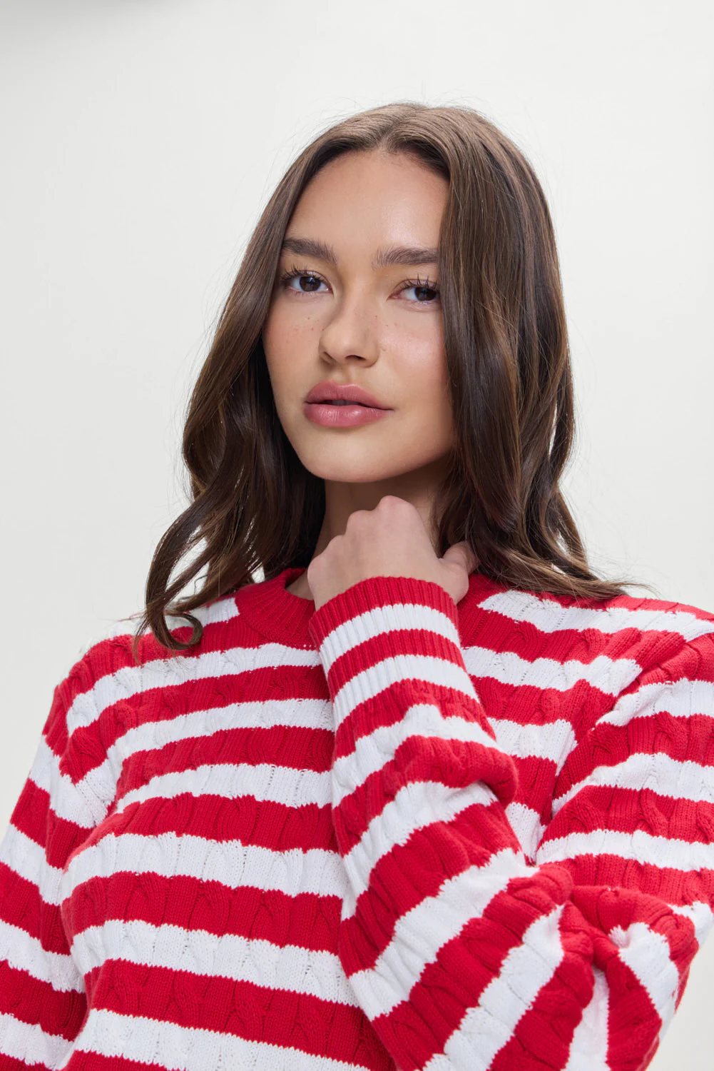 Varsity Cable Knit Sweater | Heartstrings Stripe - Image 4