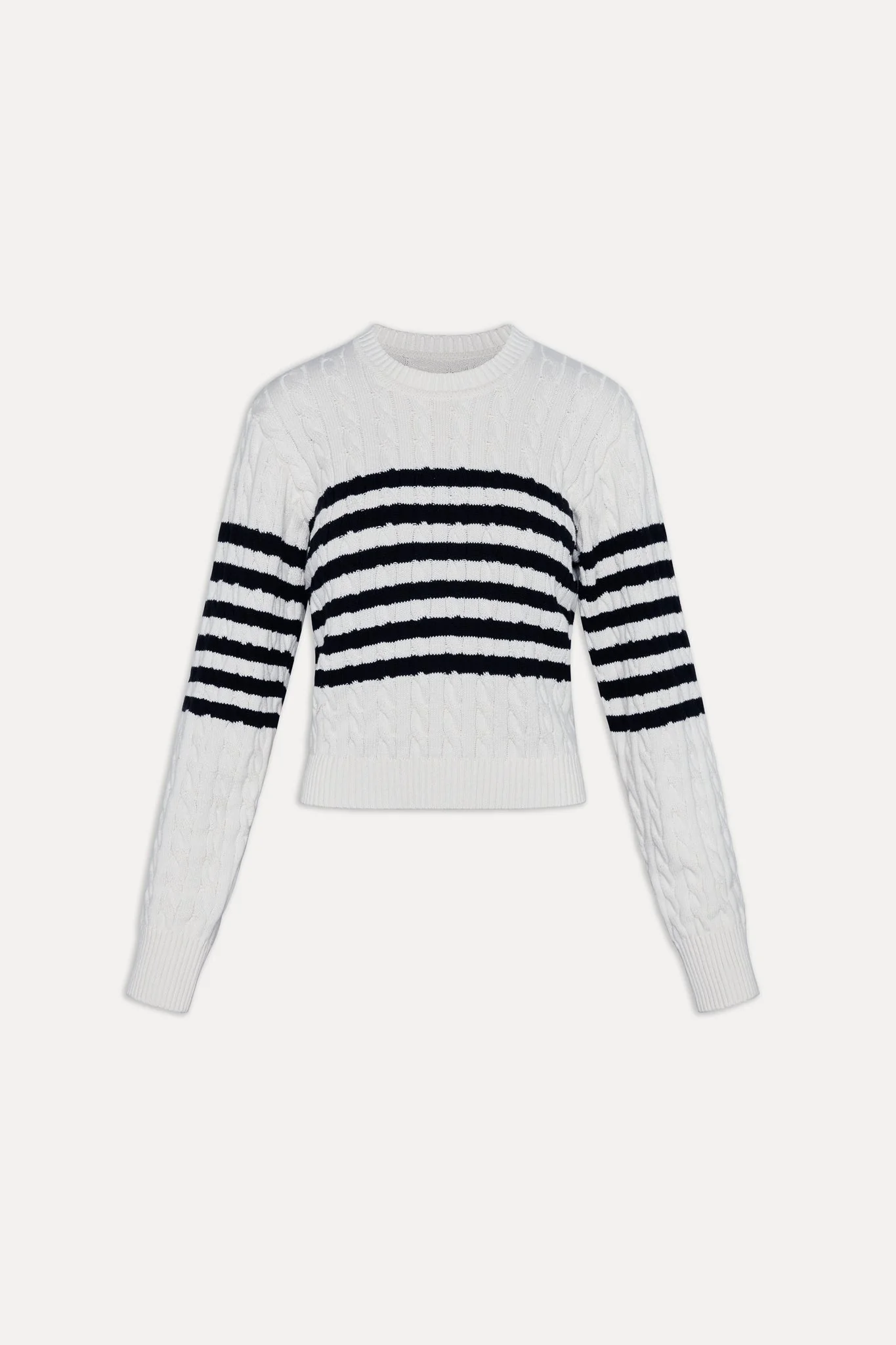 Varsity Striped Cable Knit Sweater | Ivory - Image 3