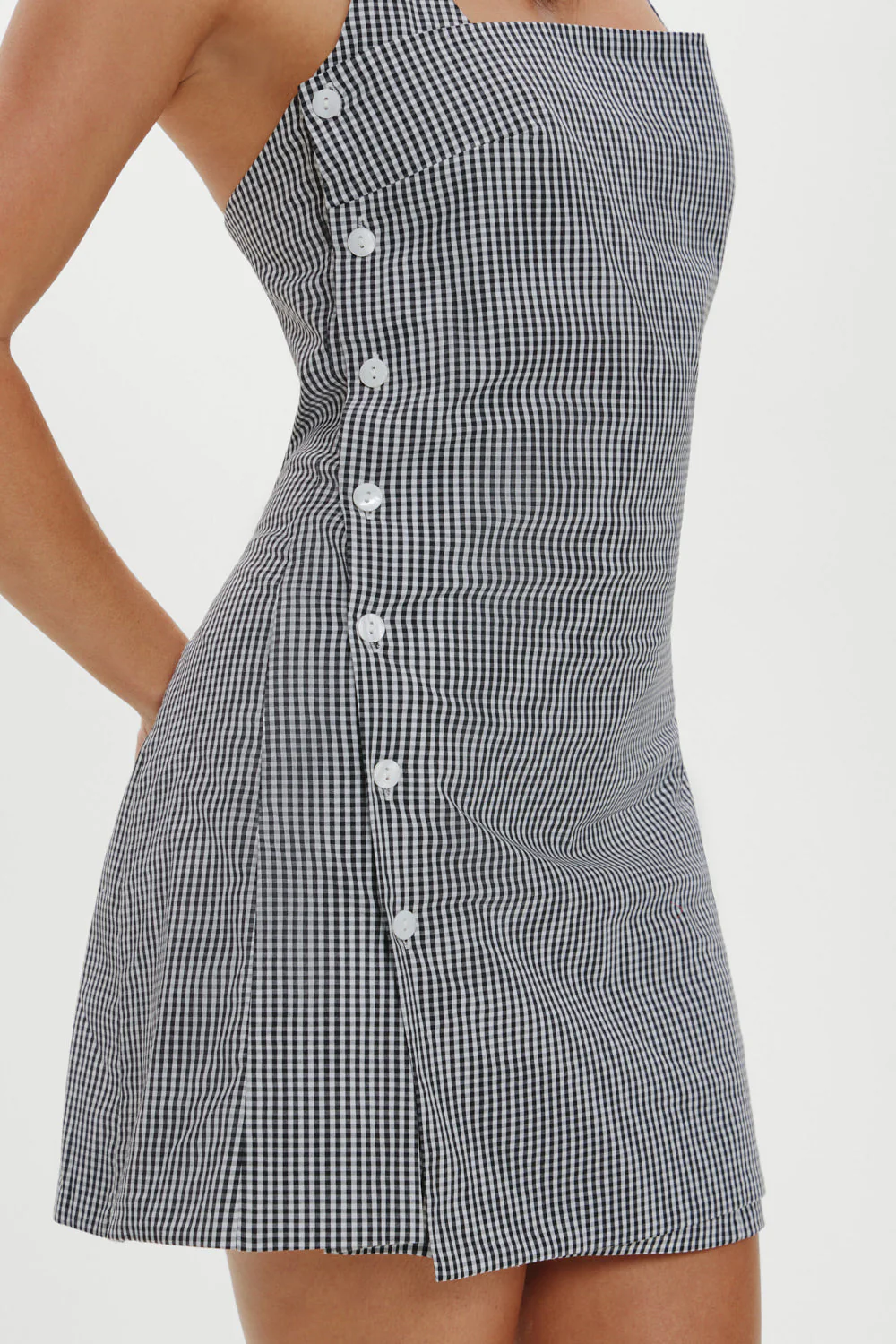 West Cotton Wrap Mini Dress | Morning Gingham - Image 6