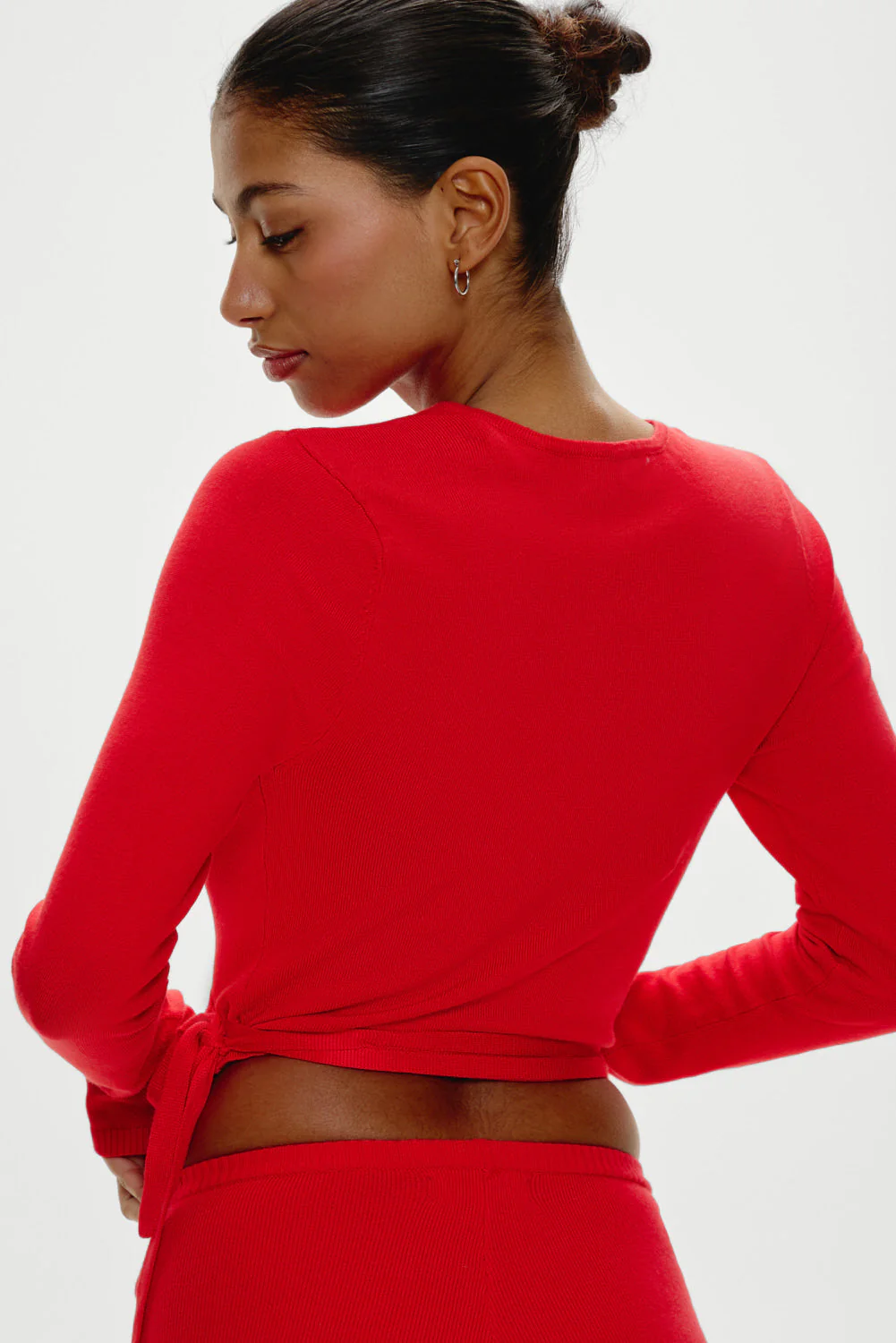 Whisper Long Sleeve Wrap Top | Cherry - Image 4