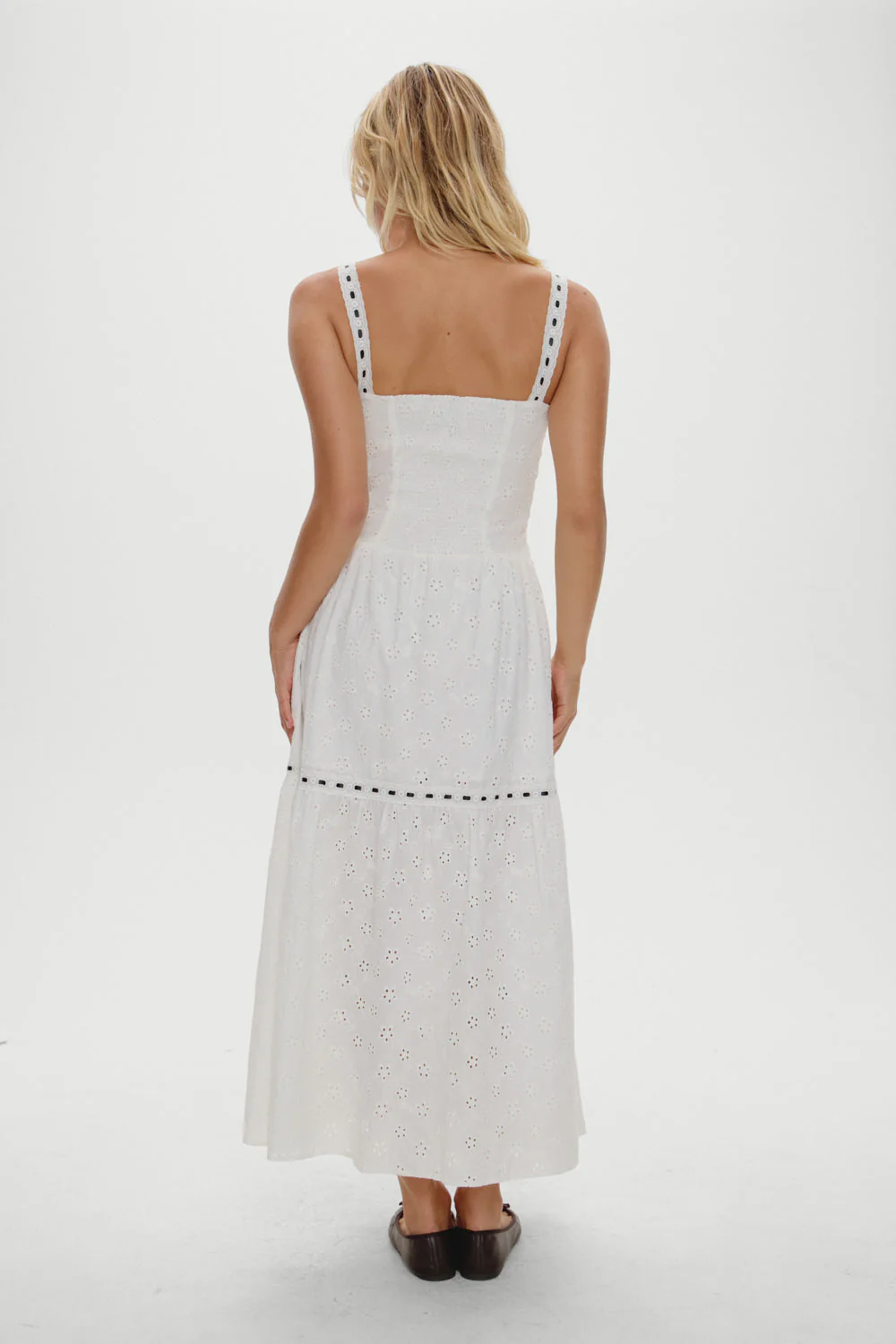 x BELLA HADID Bishop Eyelet Maxi Dress | Salt Air Eyelet - Image 5