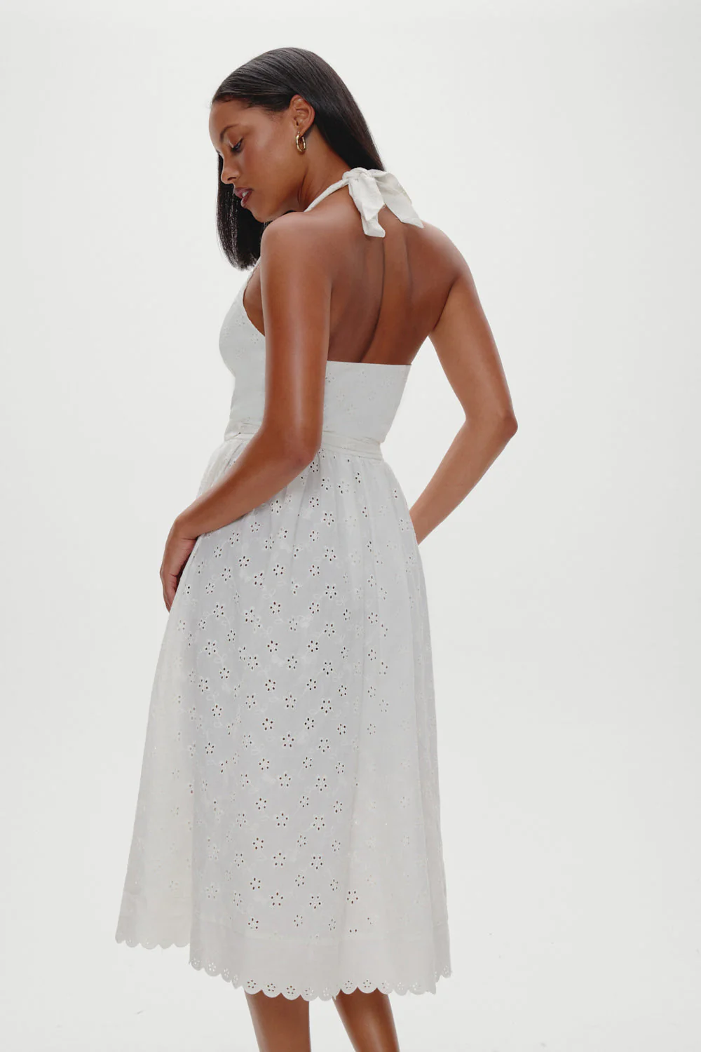 x BELLA HADID Fort Worth Fairy Midi Dress | Salt Air Eyelet - Image 4