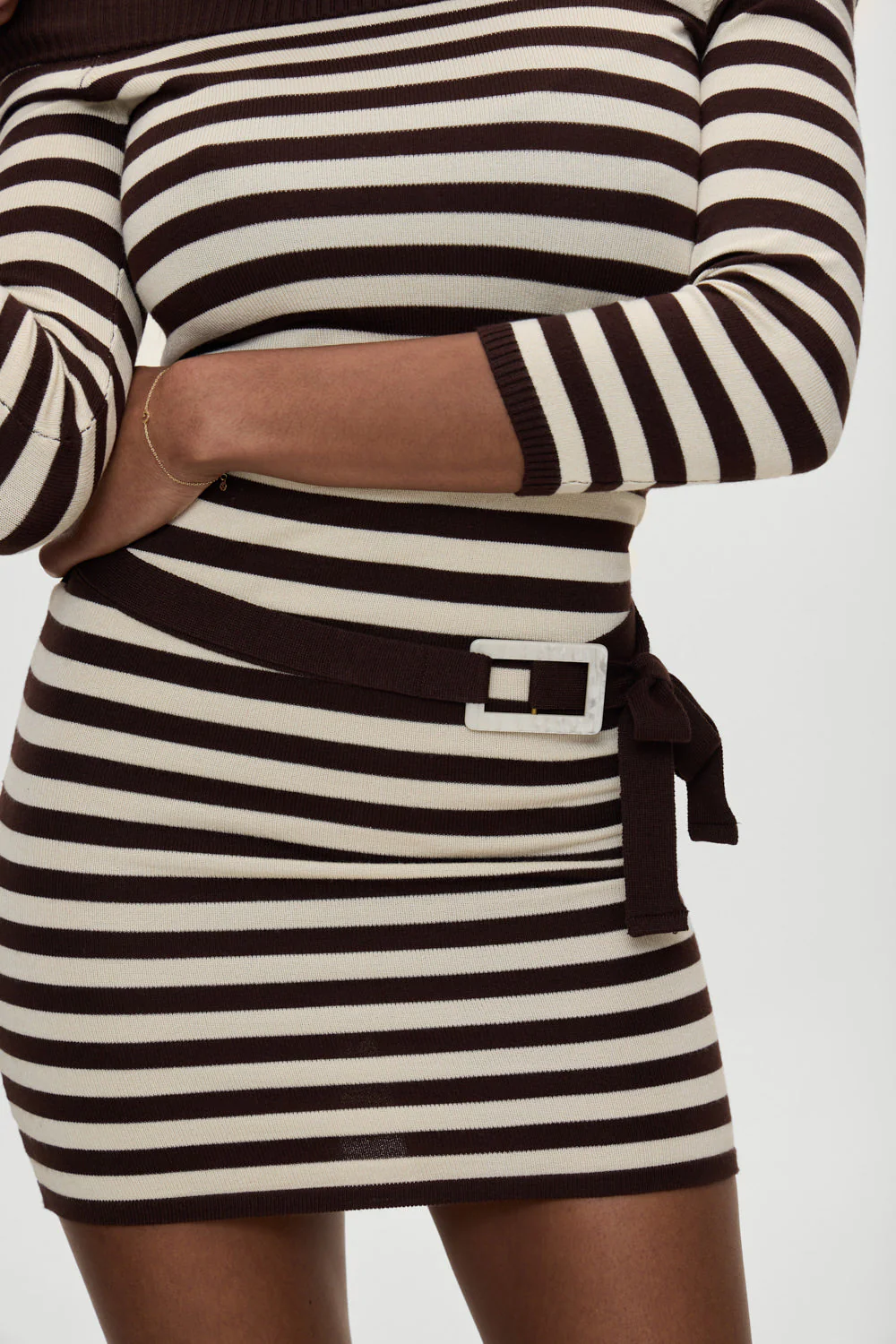 x BELLA HADID Saloon Knit Mini Dress | Cowboy Stripe - Image 4
