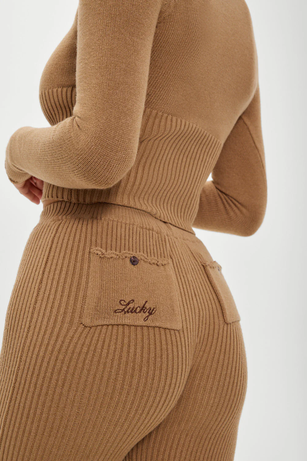 x BELLA HADID Texas Knit Pants | Caramel - Image 2