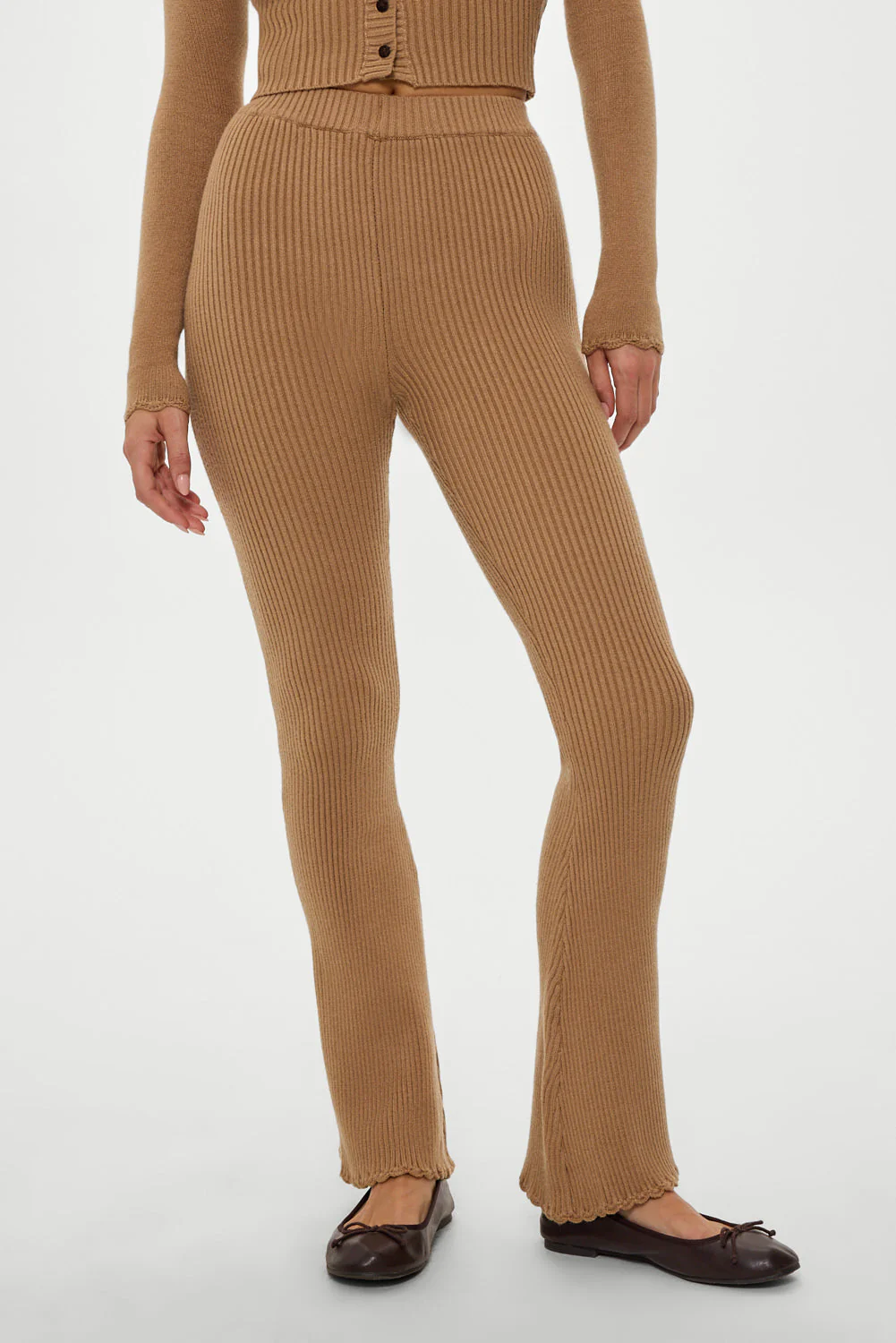 x BELLA HADID Texas Knit Pants | Caramel - Image 4