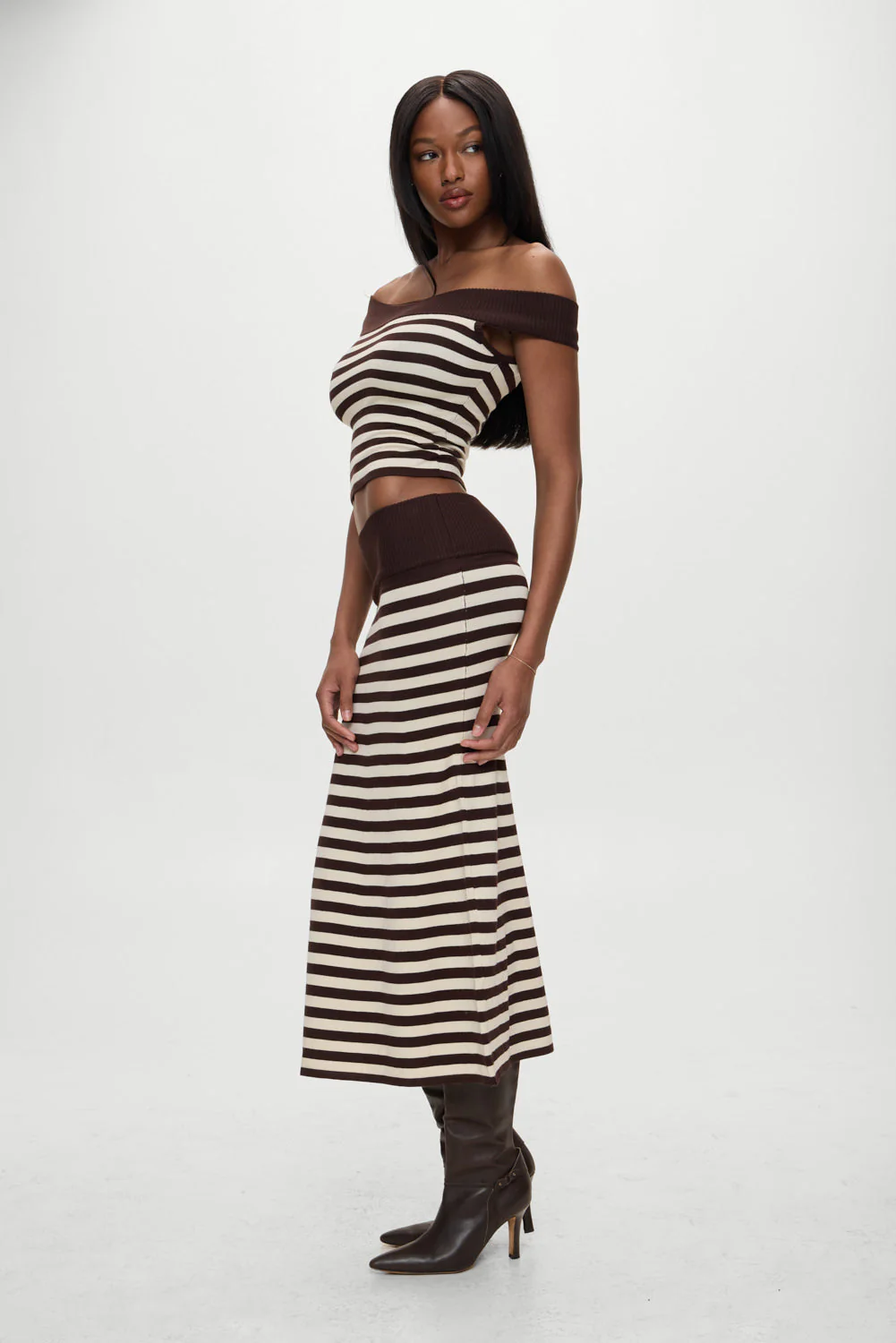 x BELLA HADID Tucker Knit Midi Skirt | Cowboy Stripe - Image 2