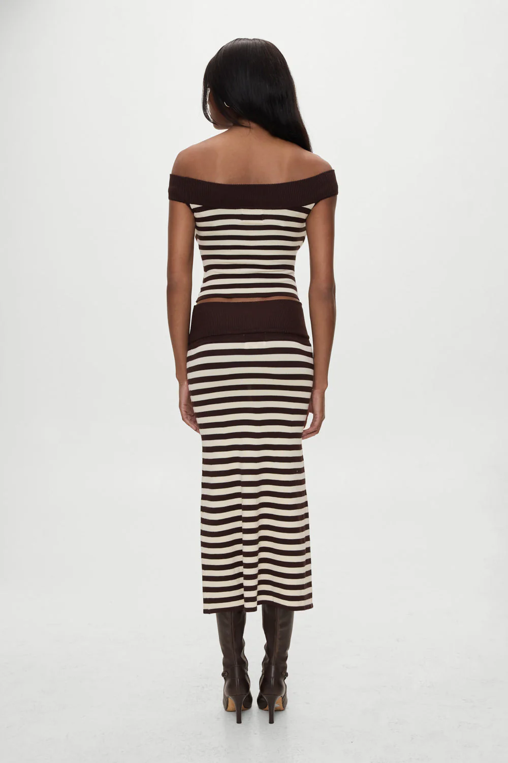 x BELLA HADID Tucker Knit Midi Skirt | Cowboy Stripe - Image 4