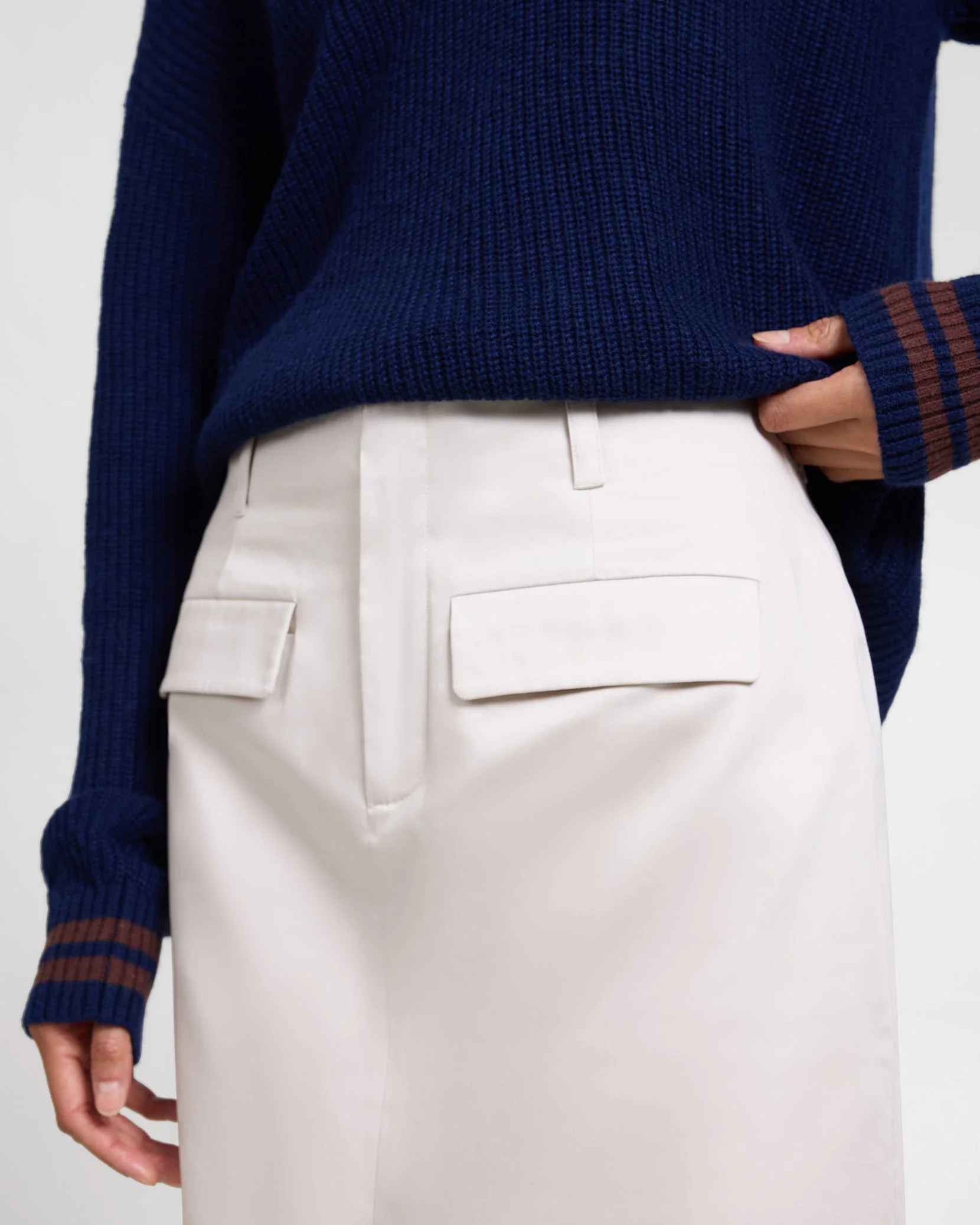 Womens | Front Slit Midi Skirt | Stone - Image 3