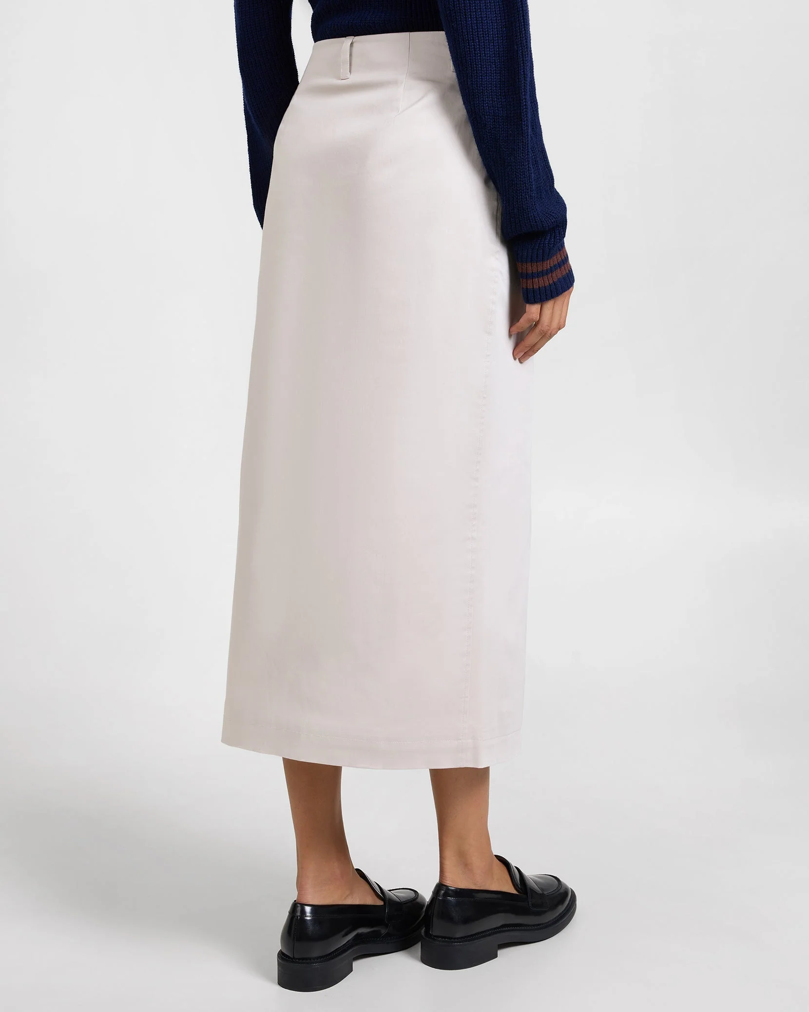 Womens | Front Slit Midi Skirt | Stone - Image 5