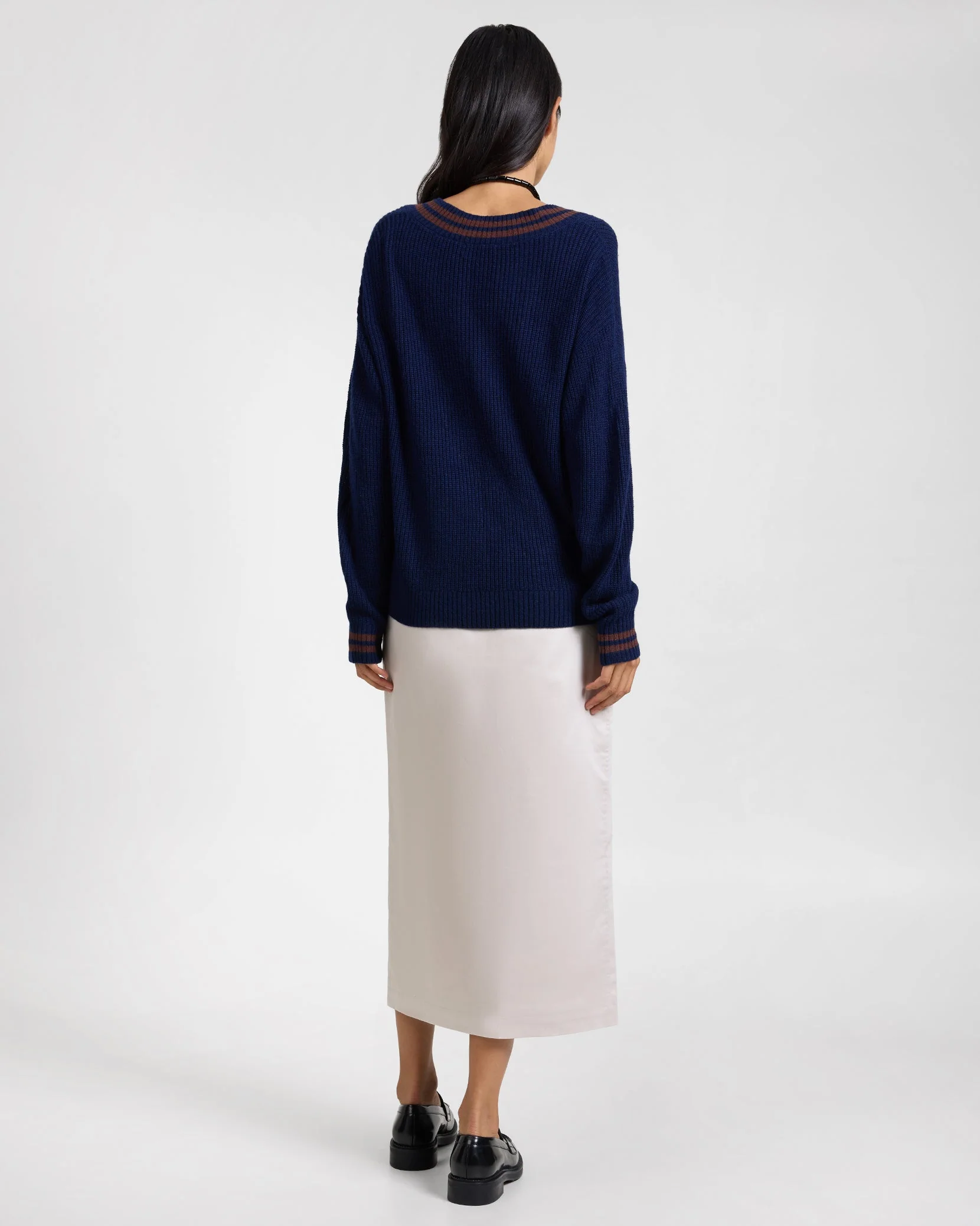 Womens | Front Slit Midi Skirt | Stone - Image 6